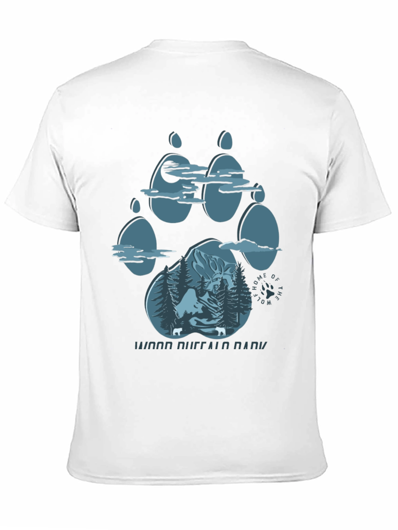 Wood Buffalo National Park Wolf Paw Print Graphic T-Shirt