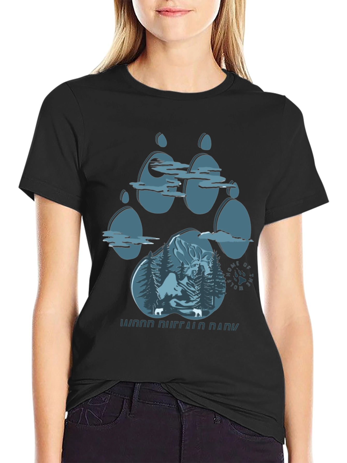 Wood Buffalo National Park Wolf Paw Print Graphic T-Shirt