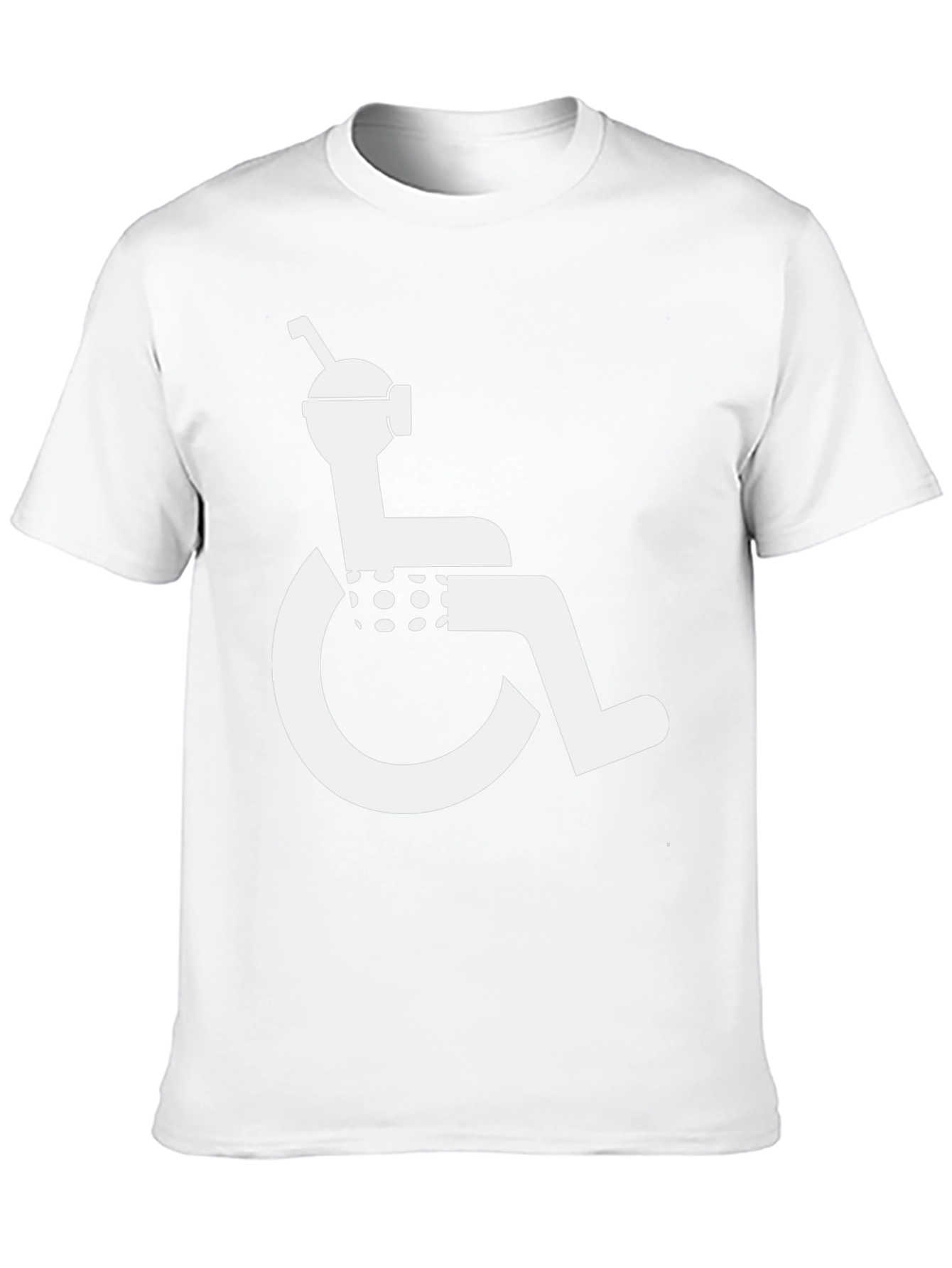 Humorous Black T-Shirt: Wheelchair Boba Tea Graphic