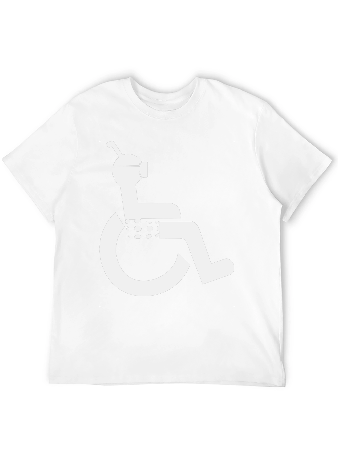 Humorous Black T-Shirt: Wheelchair Boba Tea Graphic