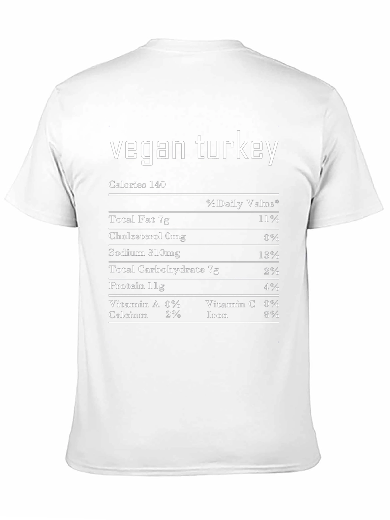 Vegan Turkey Nutritional Facts T-Shirt - Funny Thanksgiving Tee