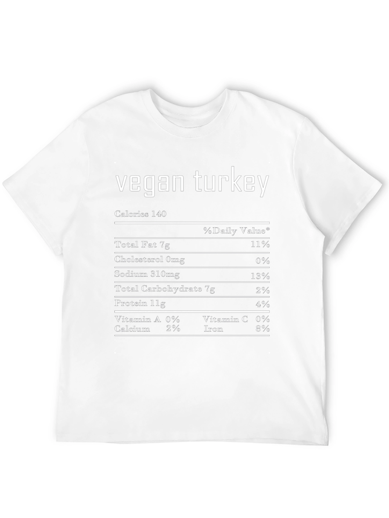 Vegan Turkey Nutritional Facts T-Shirt - Funny Thanksgiving Tee