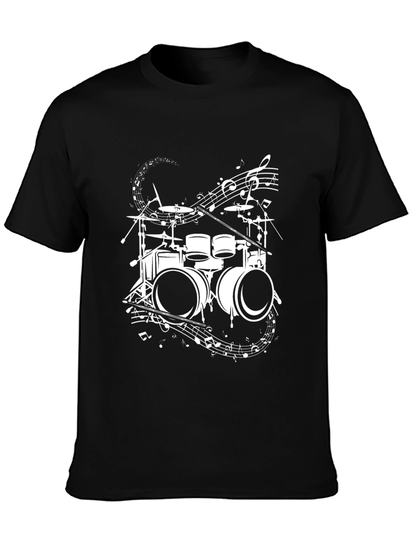Drum Set Music Notes Graphic Tee