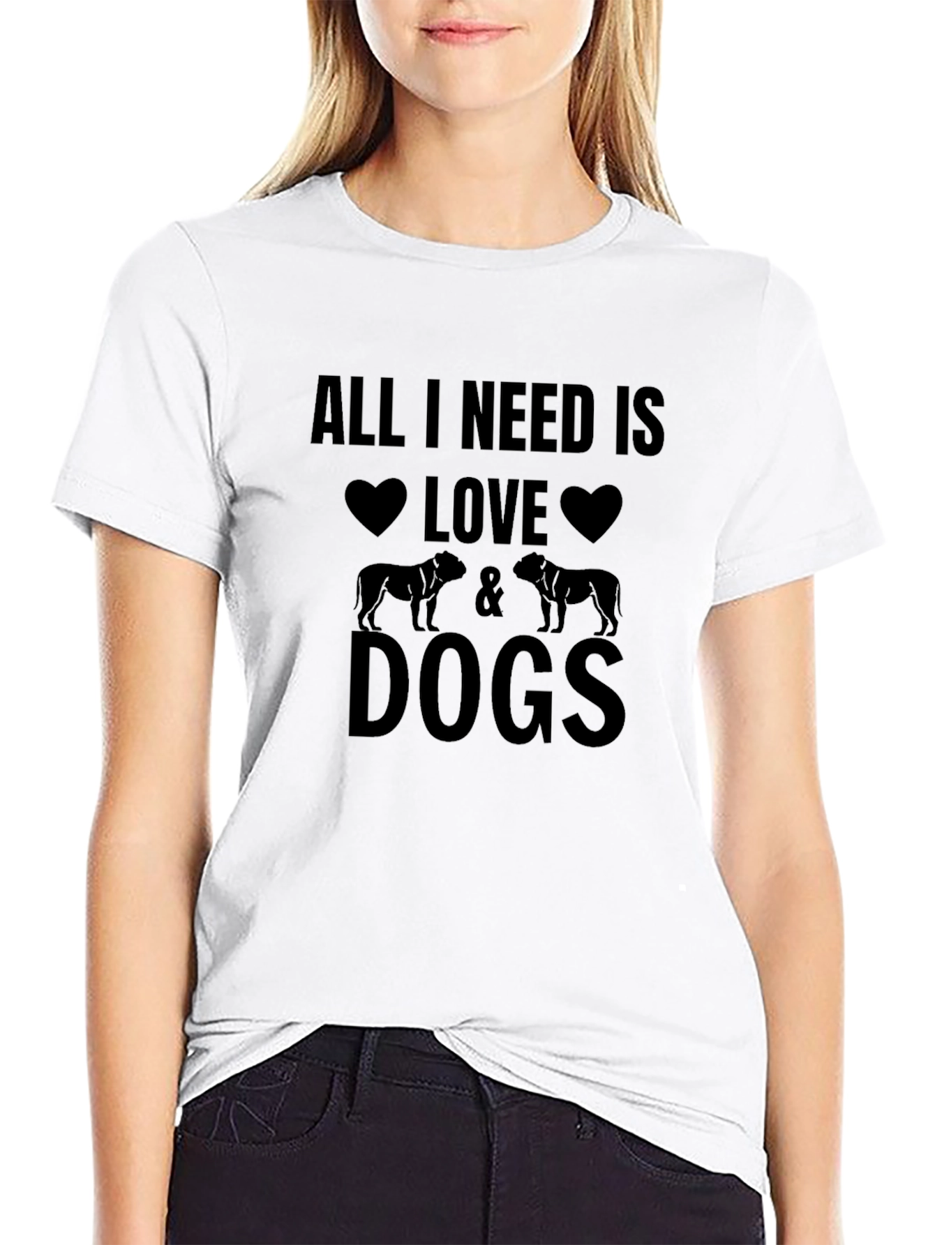 All I Need Is Love & Dogs Black T-Shirt