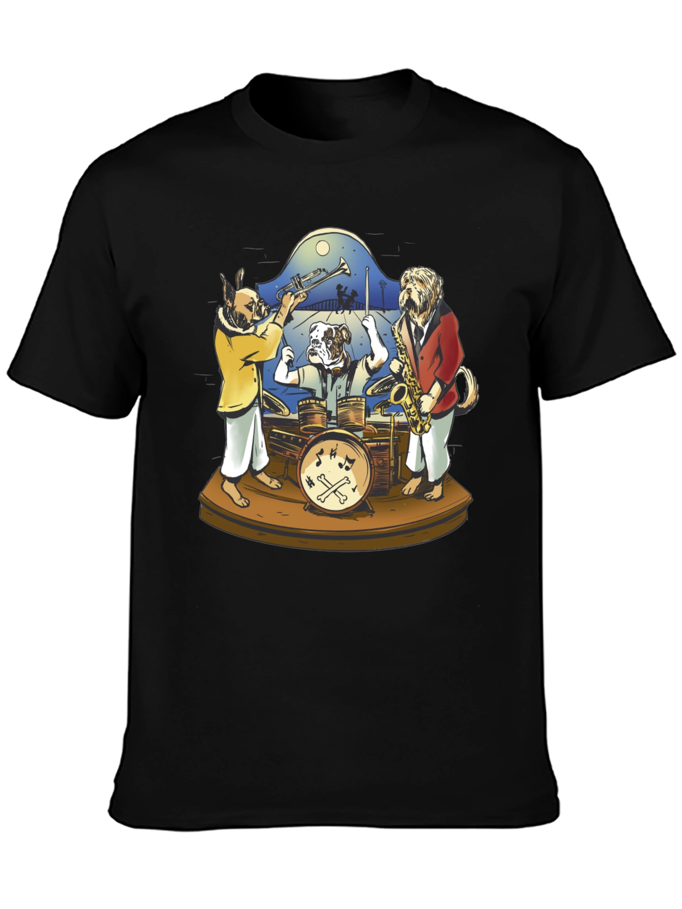 Dog Jazz Band Graphic Tee - Black