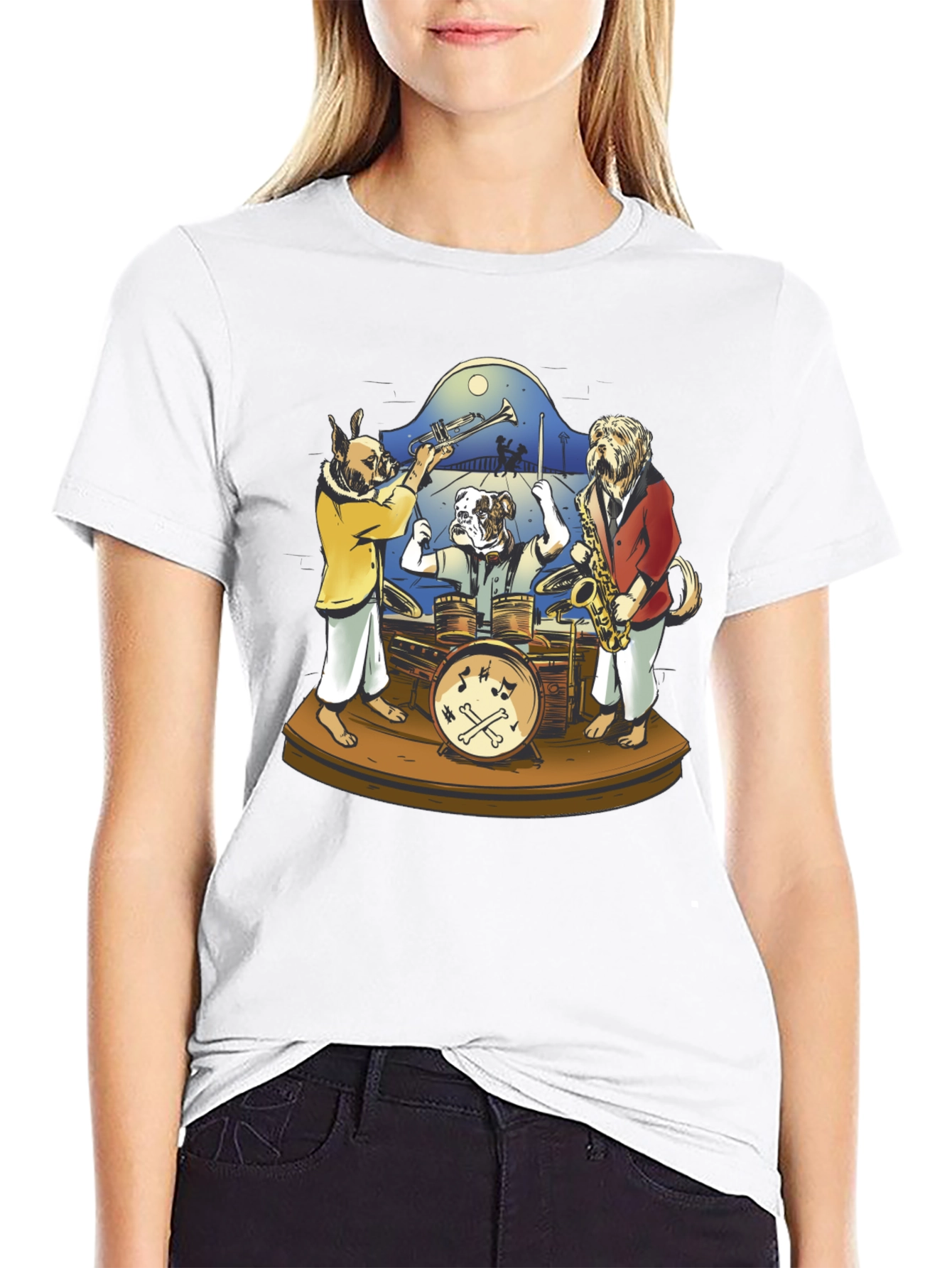 Dog Jazz Band Graphic Tee - Black