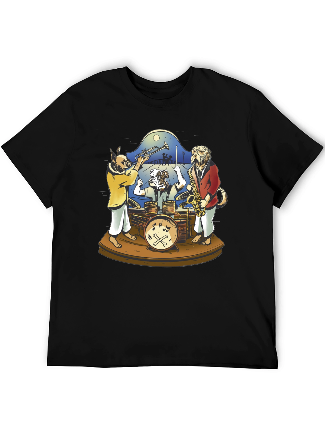 Dog Jazz Band Graphic Tee - Black