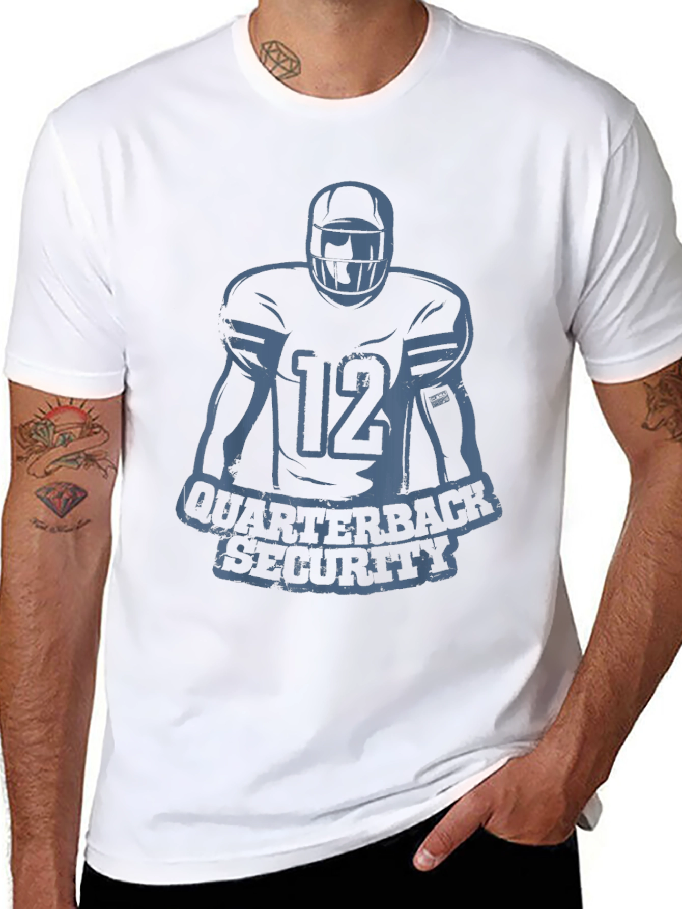 Quarterback Security Football T-Shirt - Black