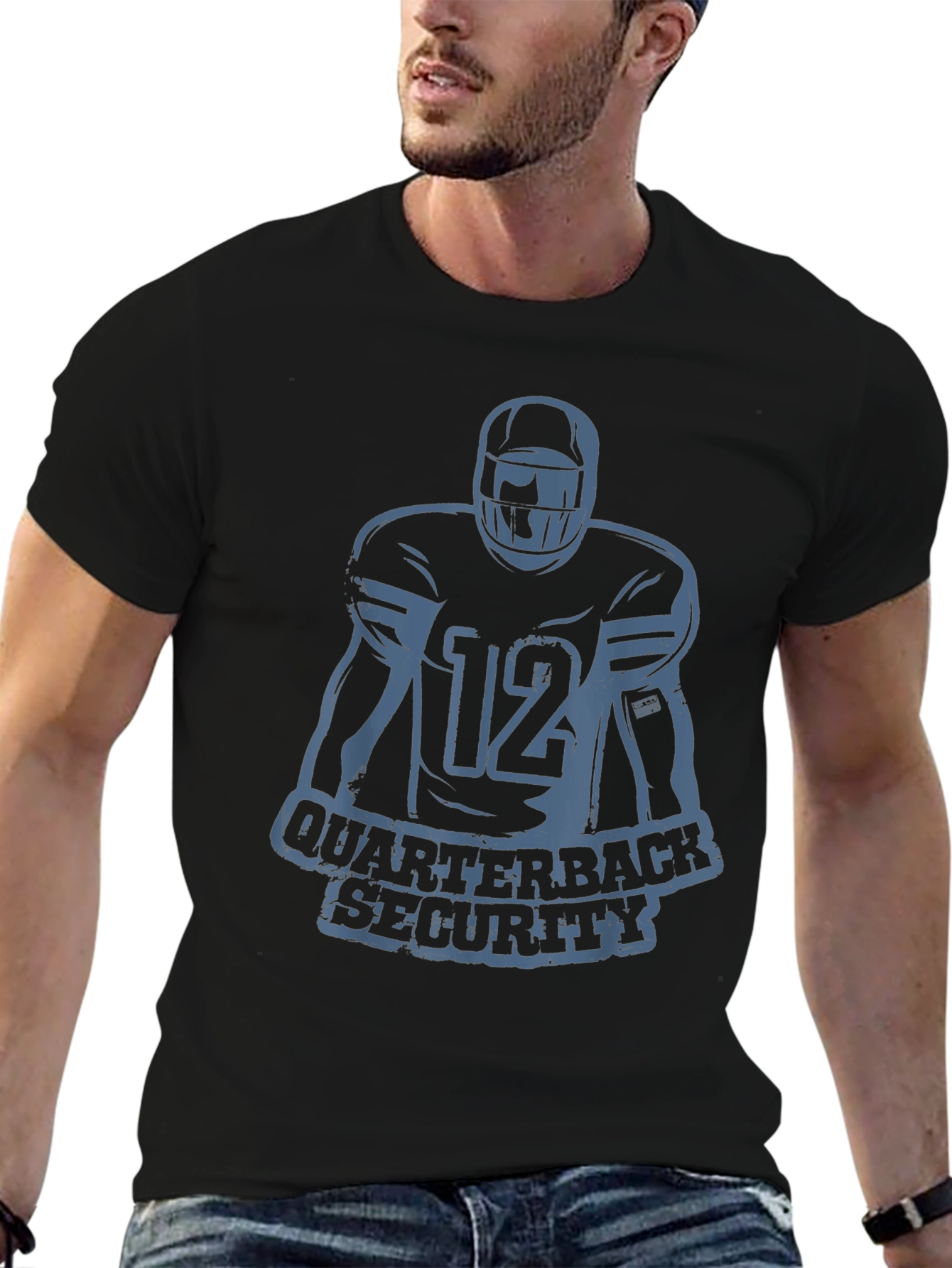 Quarterback Security Football T-Shirt - Black