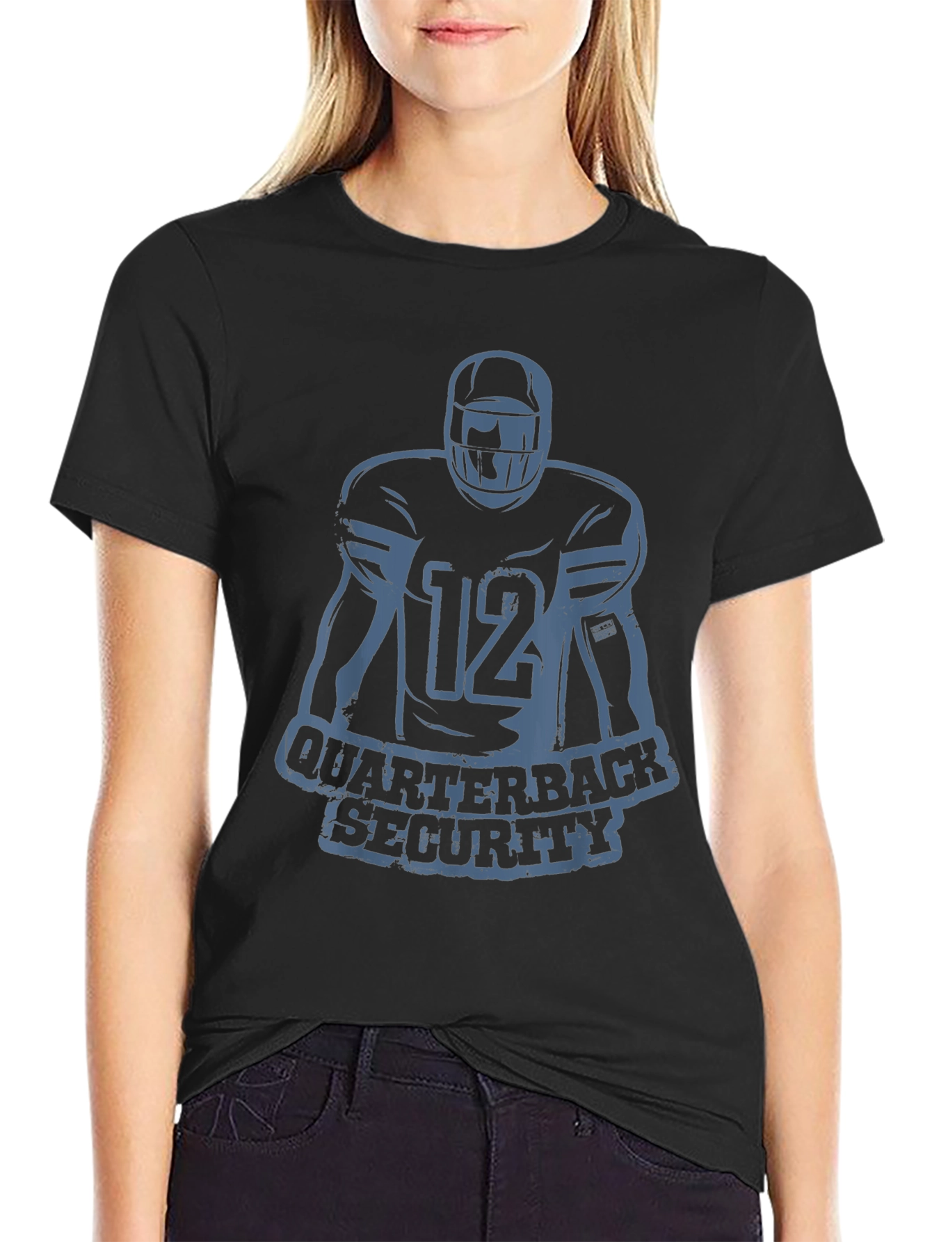 Quarterback Security Football T-Shirt - Black
