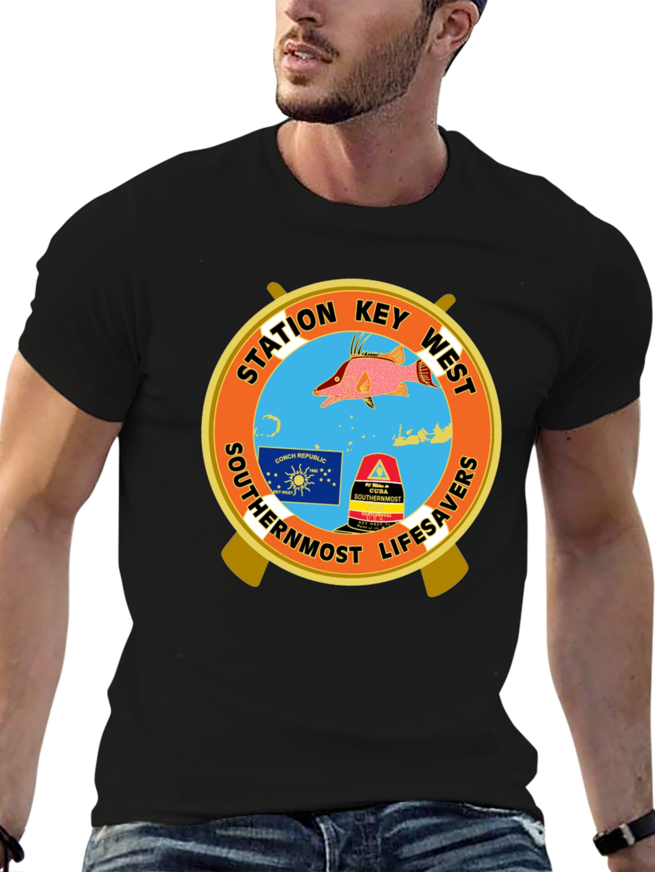 Key West Station Lifesavers Black T-Shirt