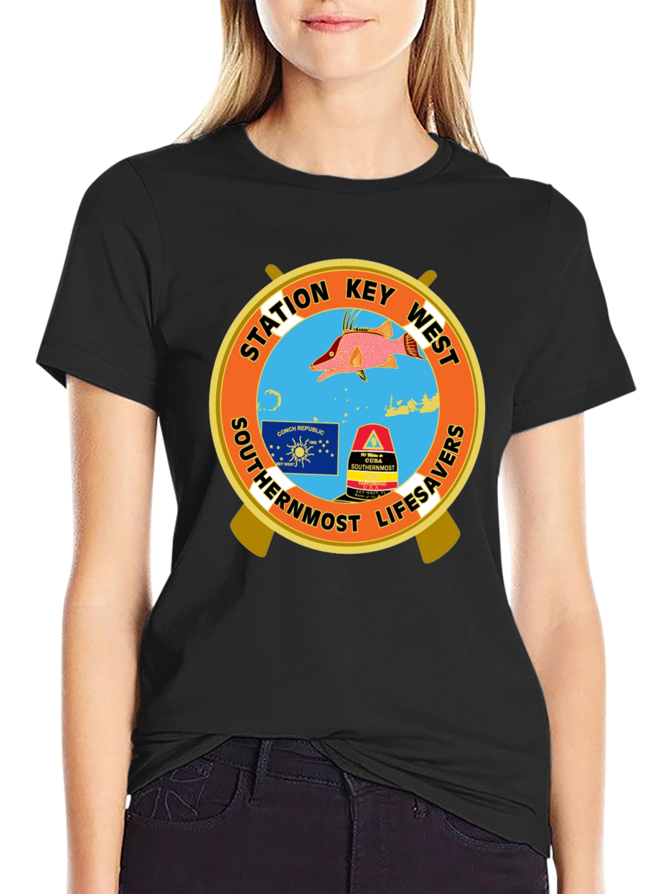 Key West Station Lifesavers Black T-Shirt