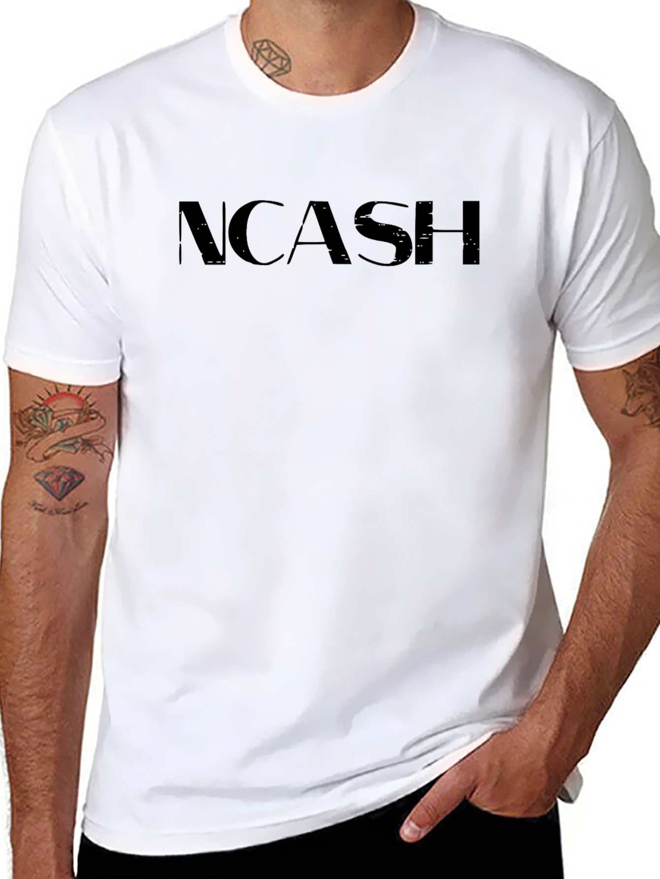 NCASH Black T-Shirt Casual Streetwear