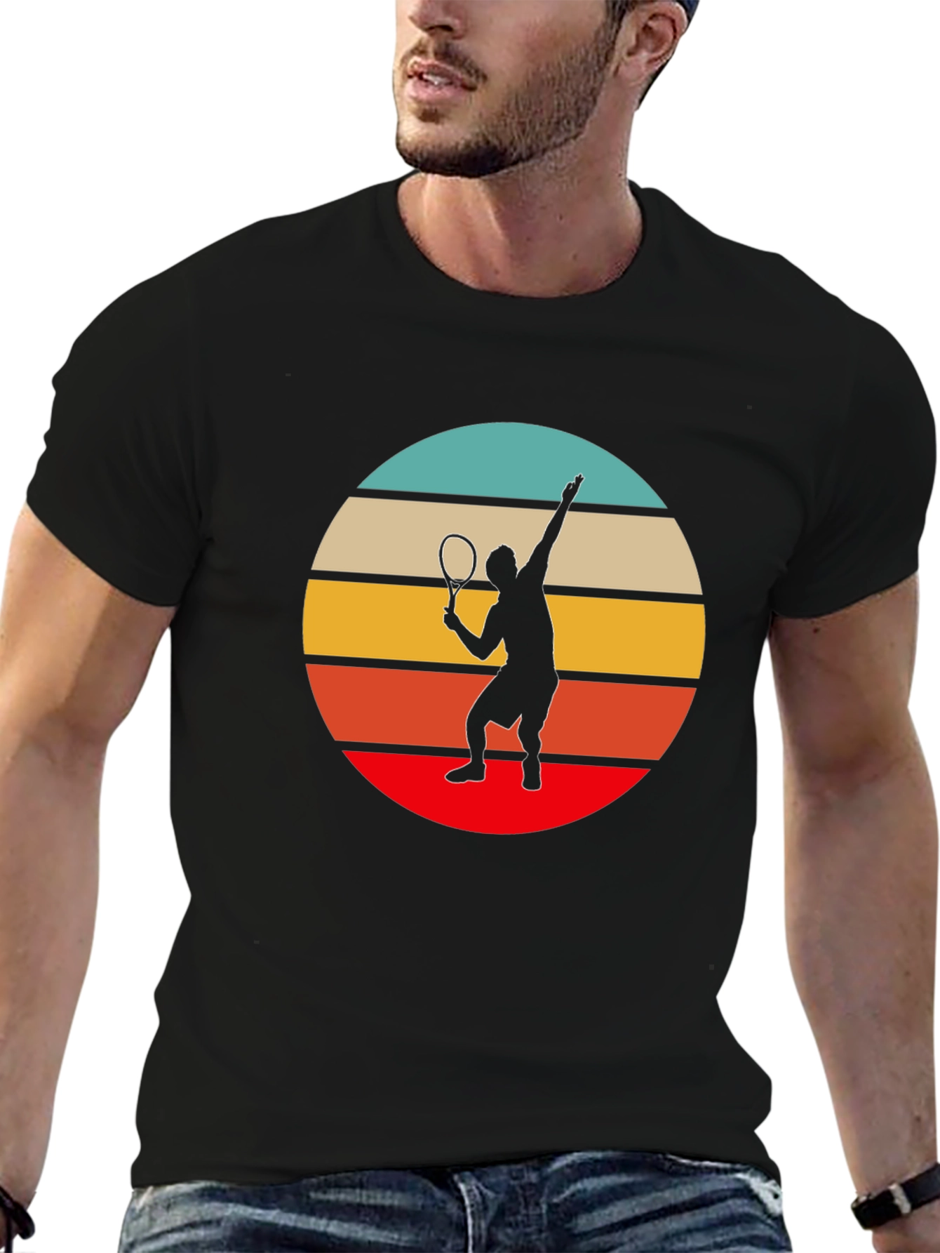Retro Tennis Player Graphic T-Shirt