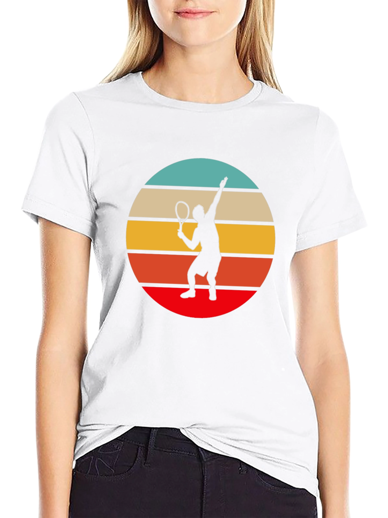 Retro Tennis Player Graphic T-Shirt