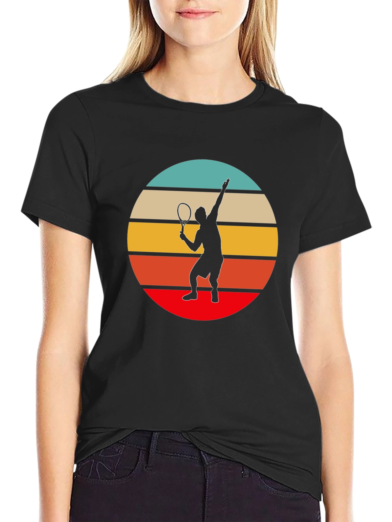 Retro Tennis Player Graphic T-Shirt