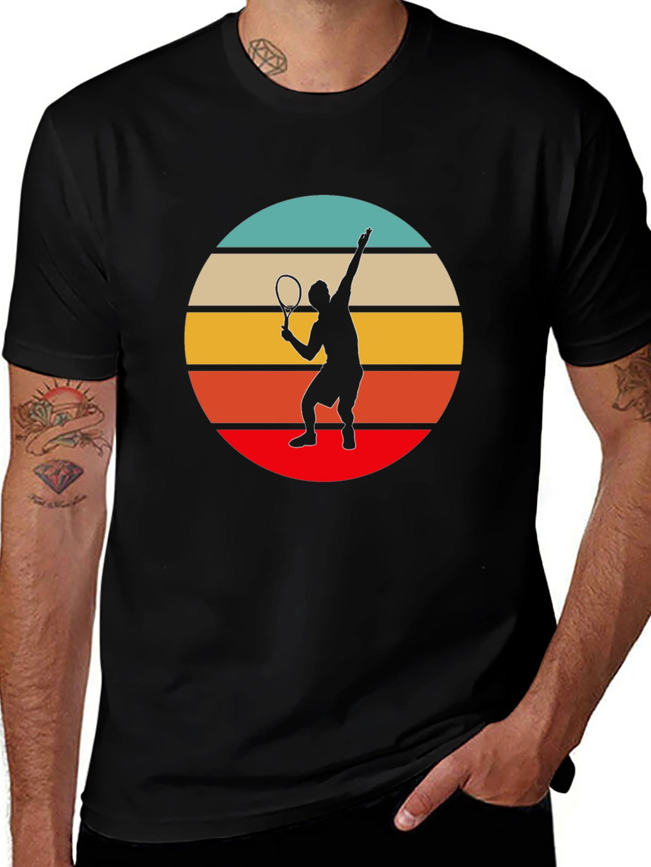 Retro Tennis Player Graphic T-Shirt