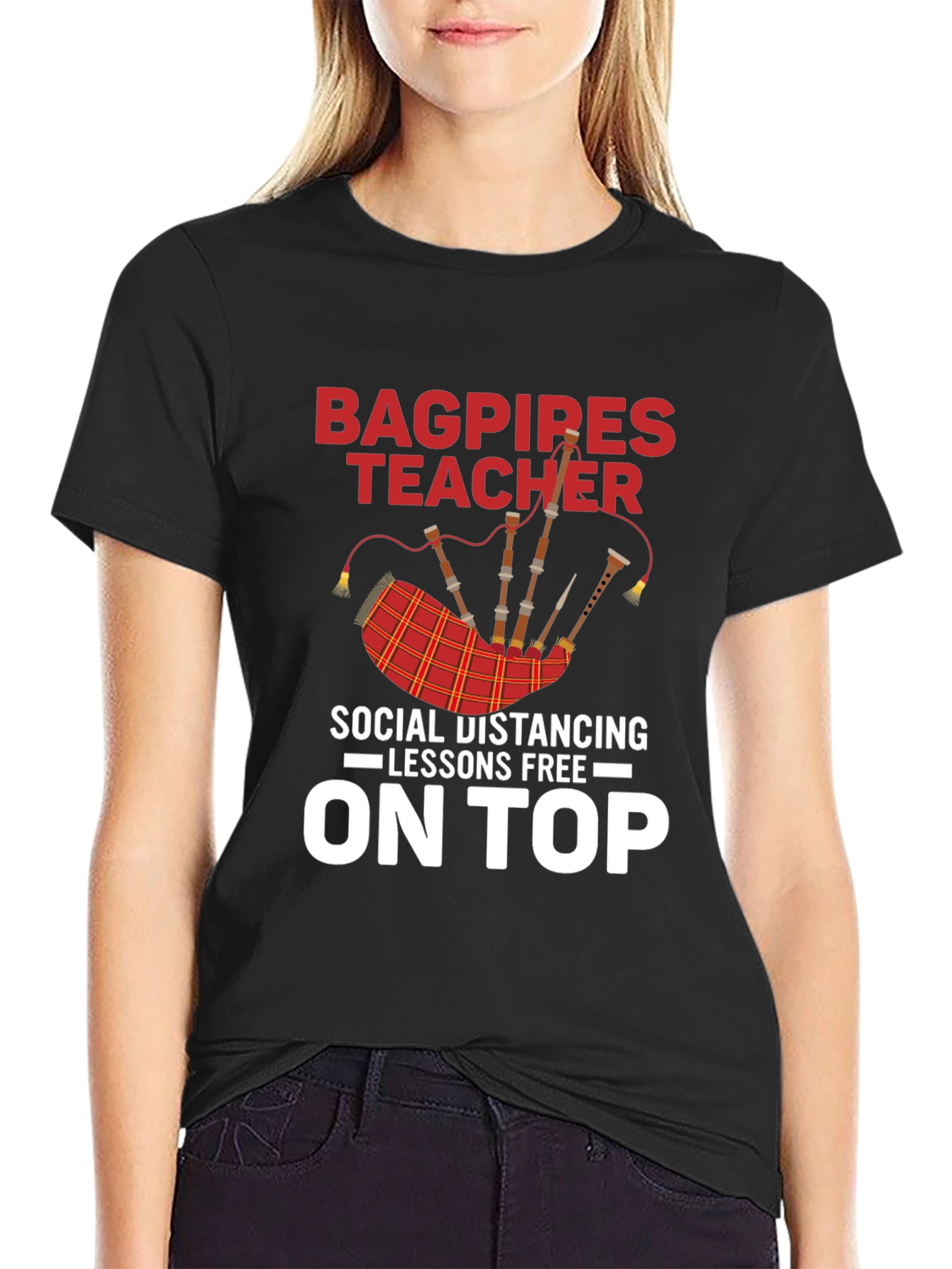 Bagpipes Teacher T-Shirt: Social Distancing Lessons