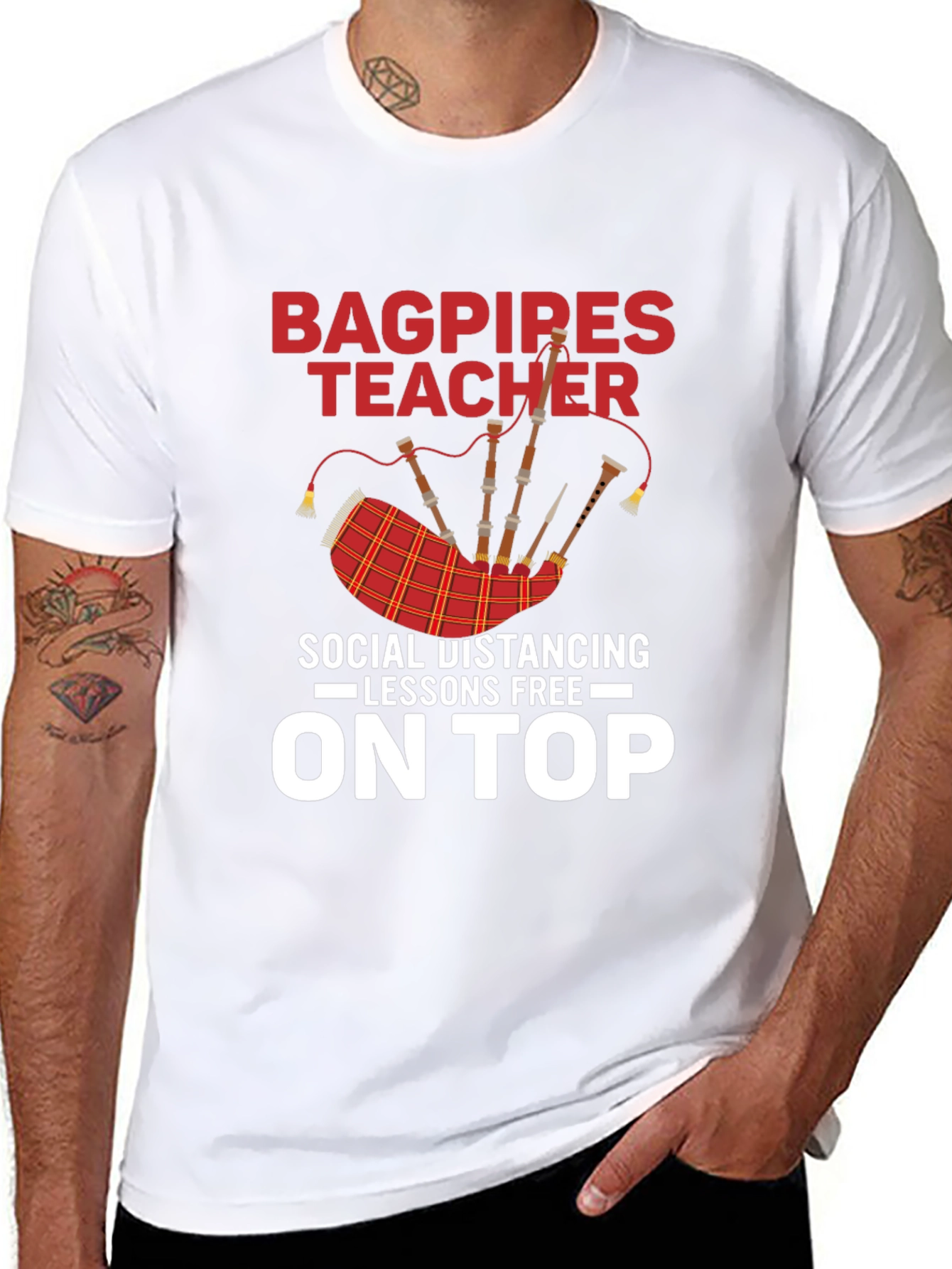 Bagpipes Teacher T-Shirt: Social Distancing Lessons