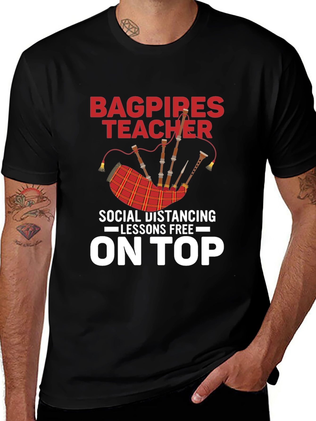 Bagpipes Teacher T-Shirt: Social Distancing Lessons
