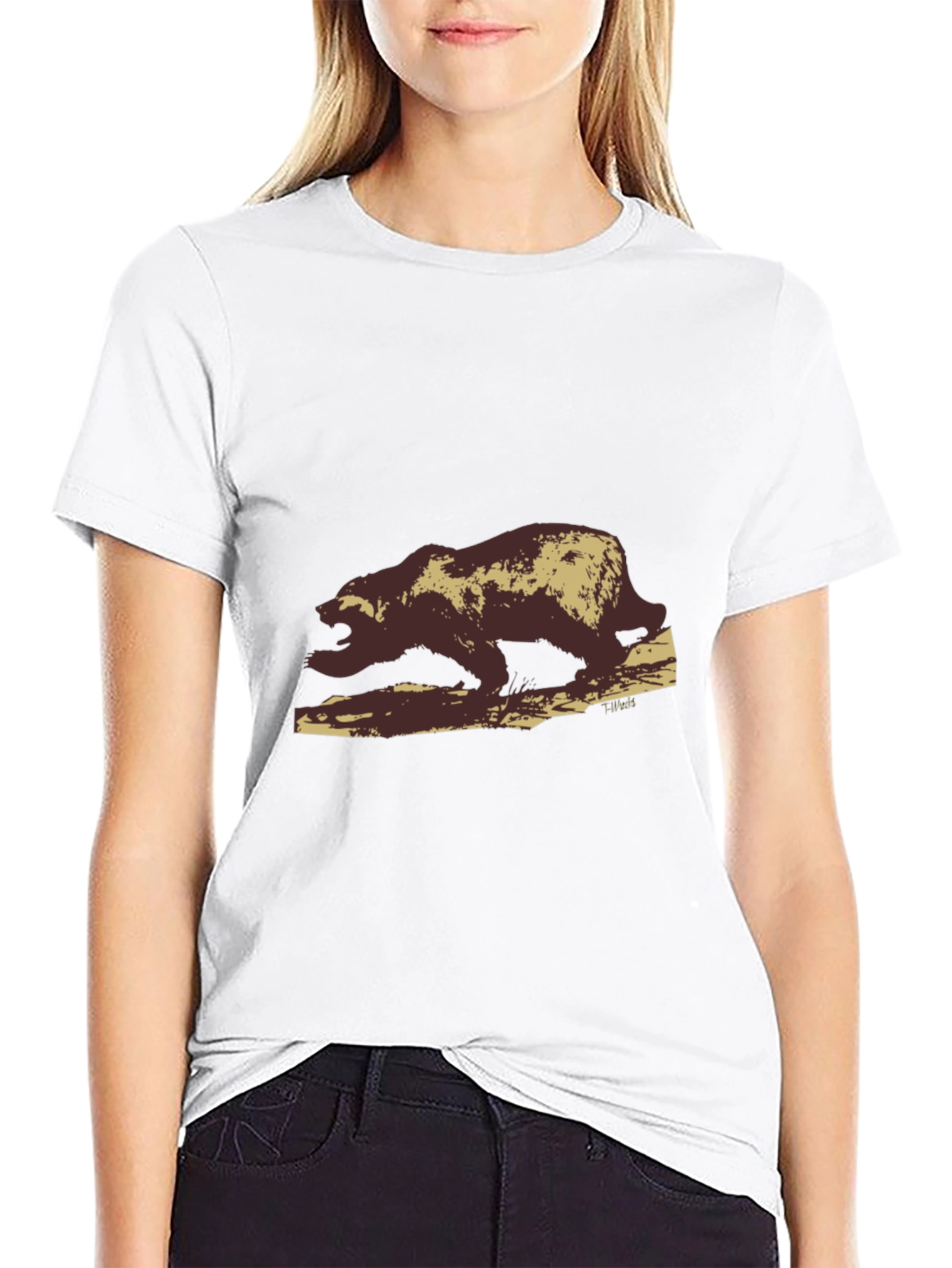 Black T-Shirt with Bear Graphic
