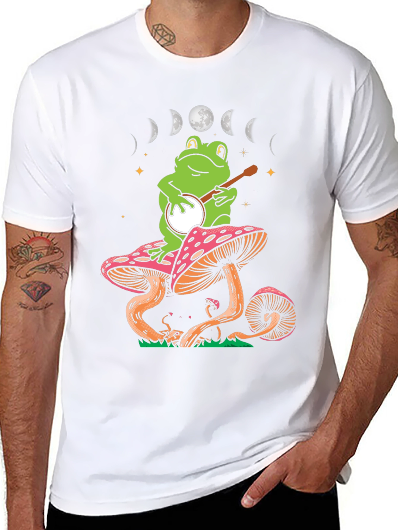 Frog Banjo Moon Phase Graphic Tee