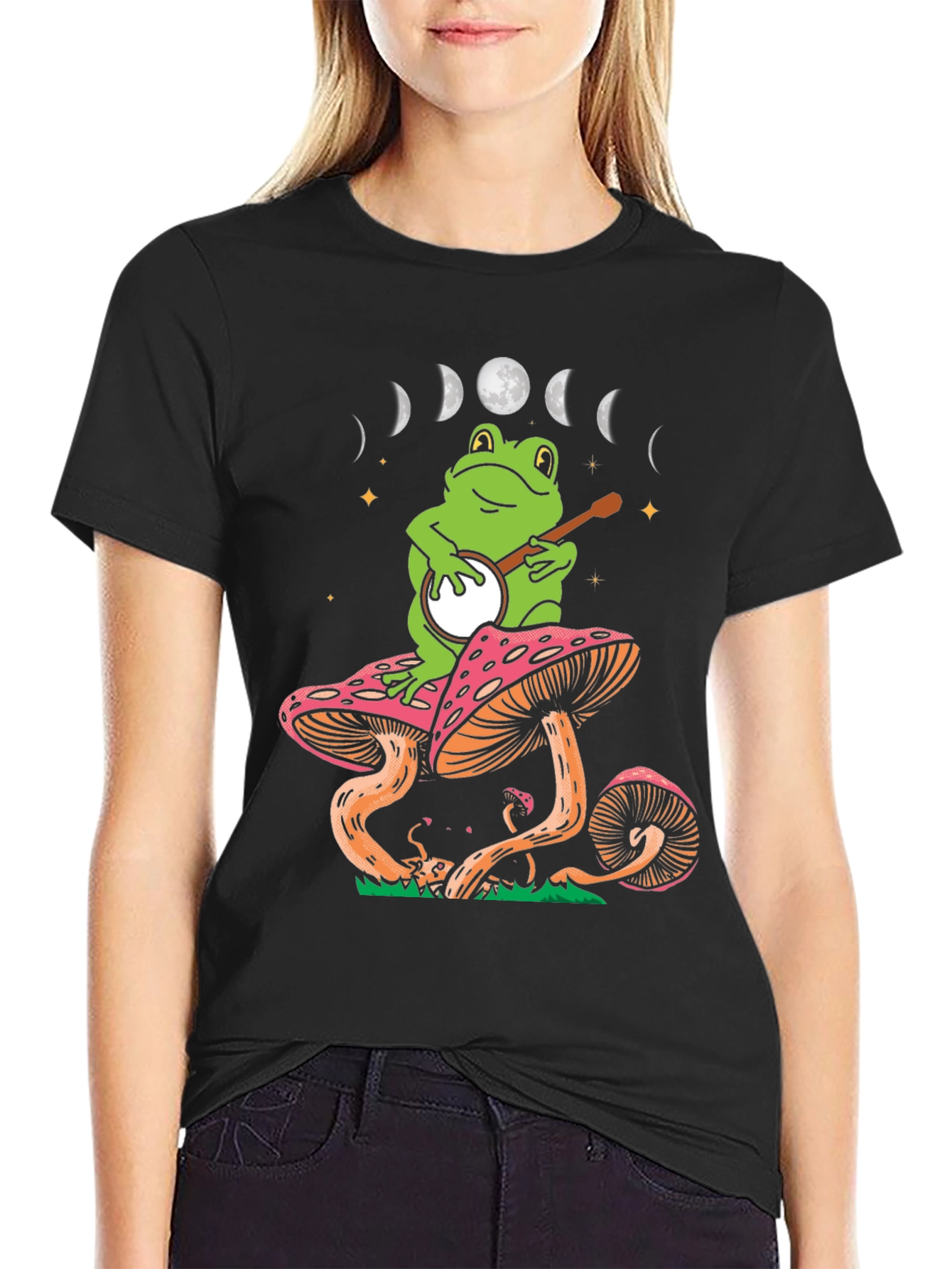 Frog Banjo Moon Phase Graphic Tee