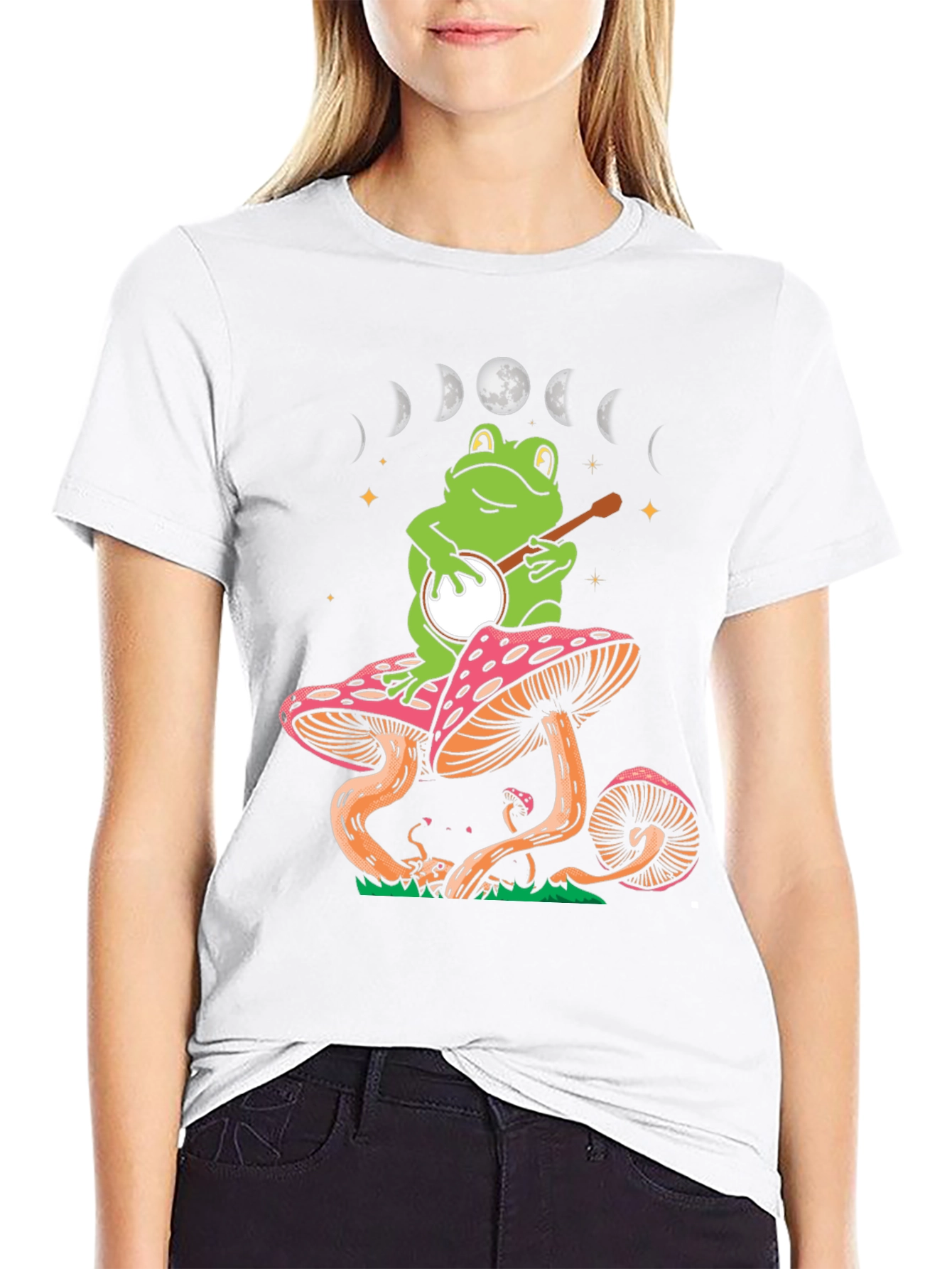 Frog Banjo Moon Phase Graphic Tee