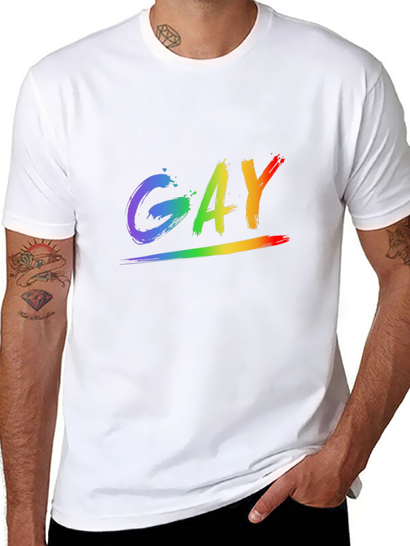 Rainbow GAY Pride Graphic Tee - Black Cotton Blend