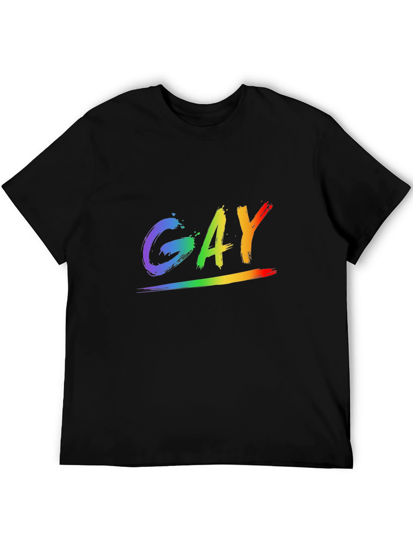 Rainbow GAY Pride Graphic Tee - Black Cotton Blend