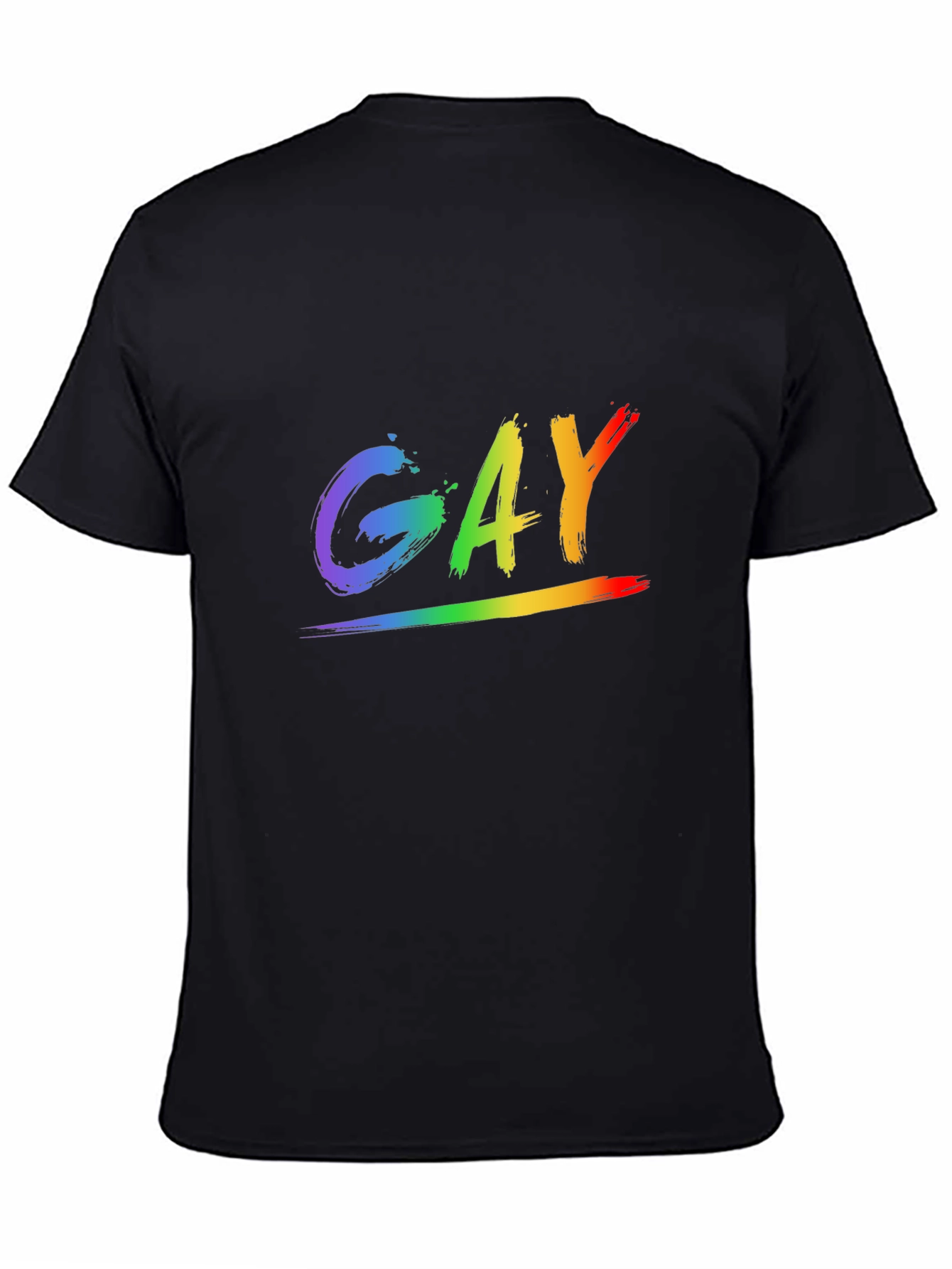 Rainbow GAY Pride Graphic Tee - Black Cotton Blend