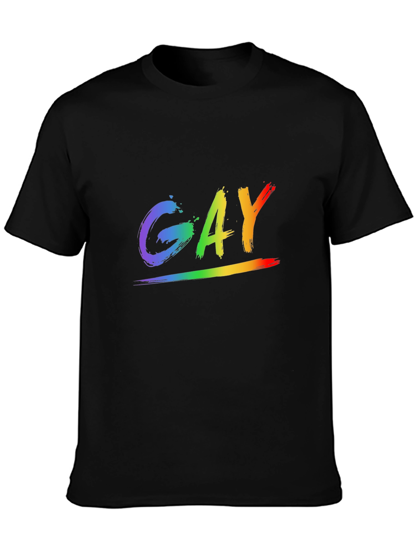 Rainbow GAY Pride Graphic Tee - Black Cotton Blend