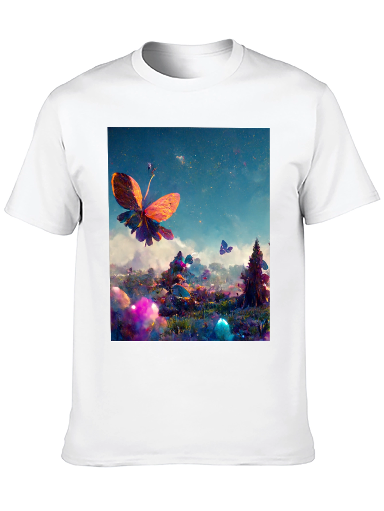 Butterfly Fantasy Graphic Tee - Black Cotton Blend