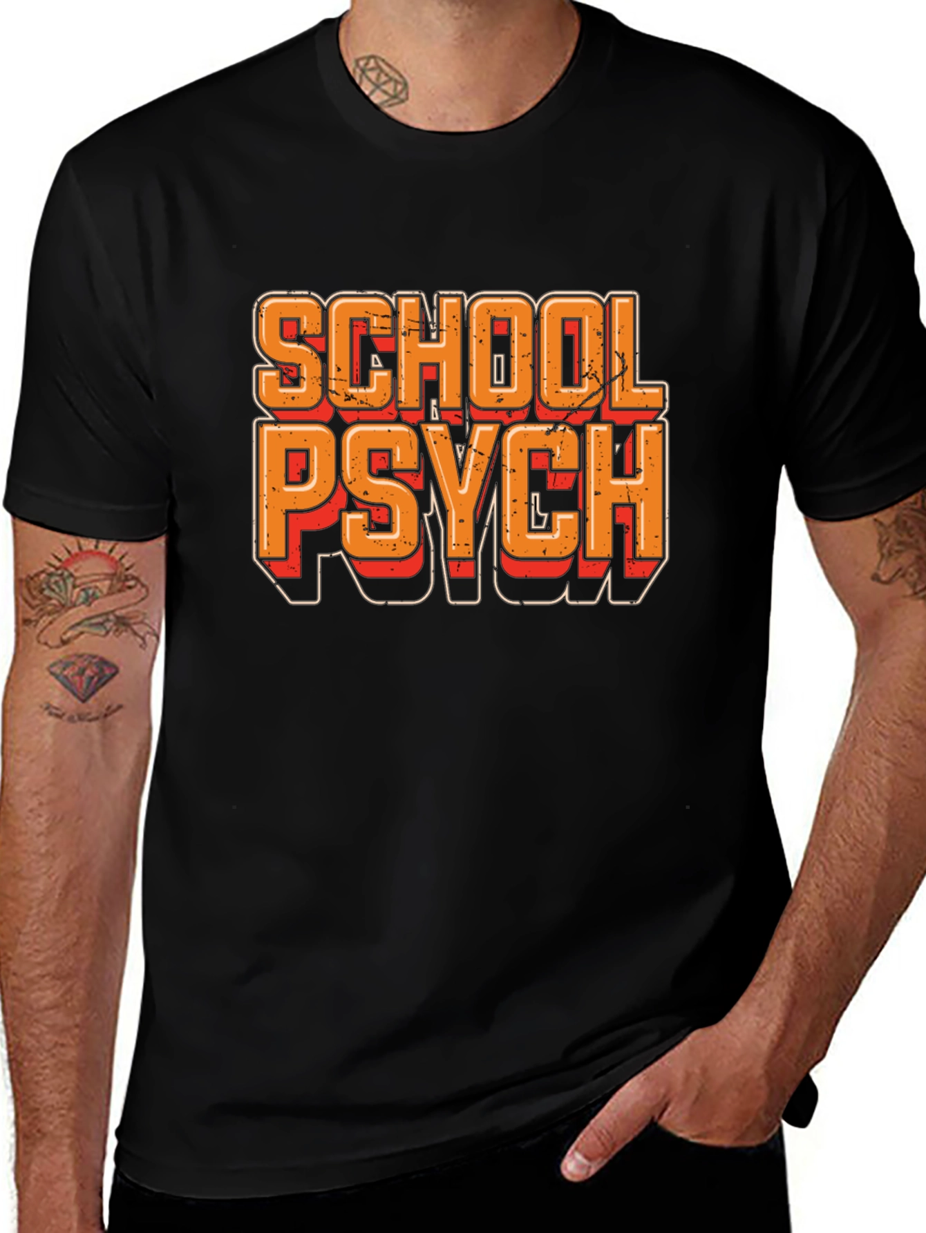 School Psych Retro Style T-Shirt - Black
