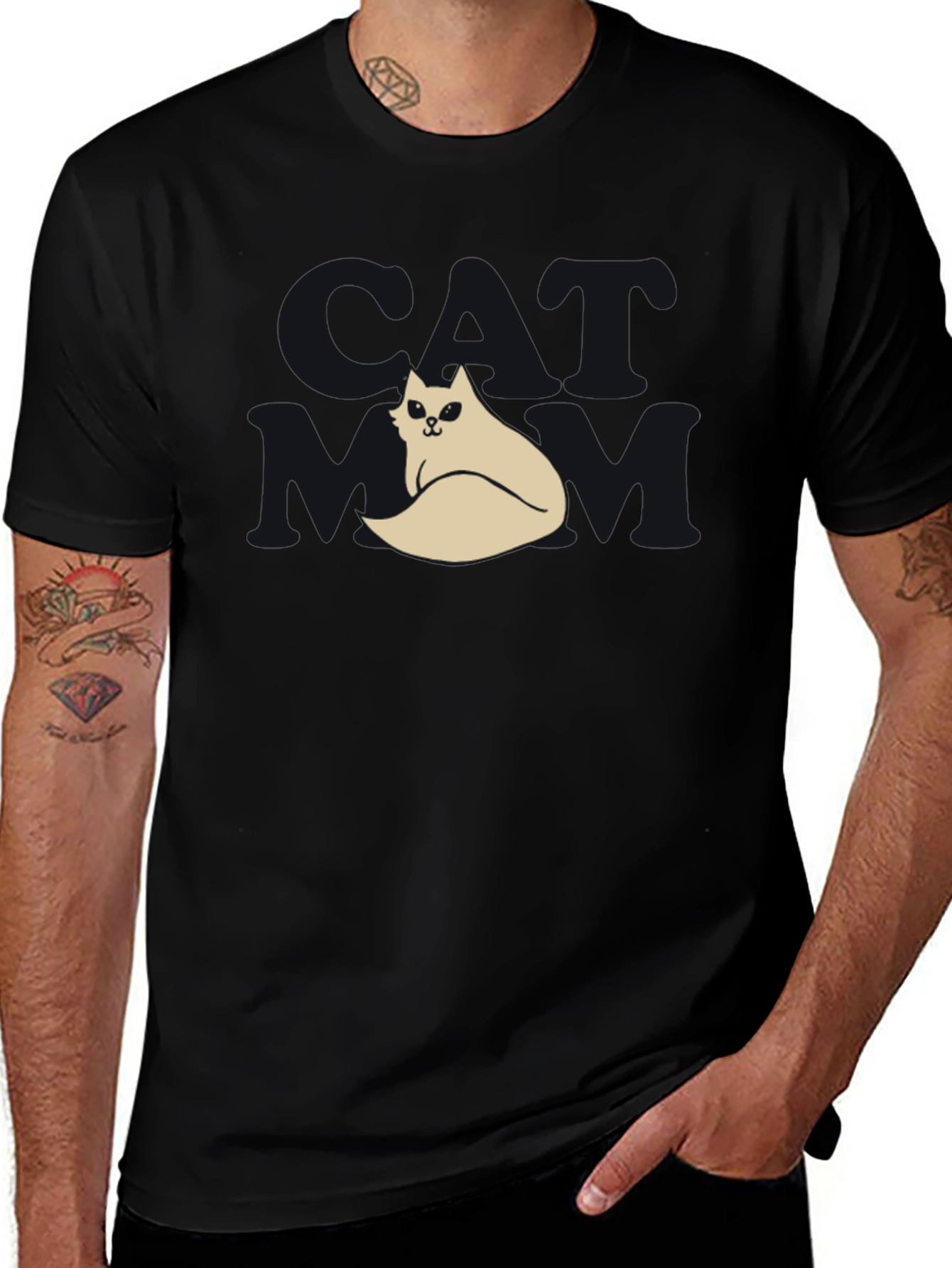 Cool Cat T-Shirt - Black Funny Design