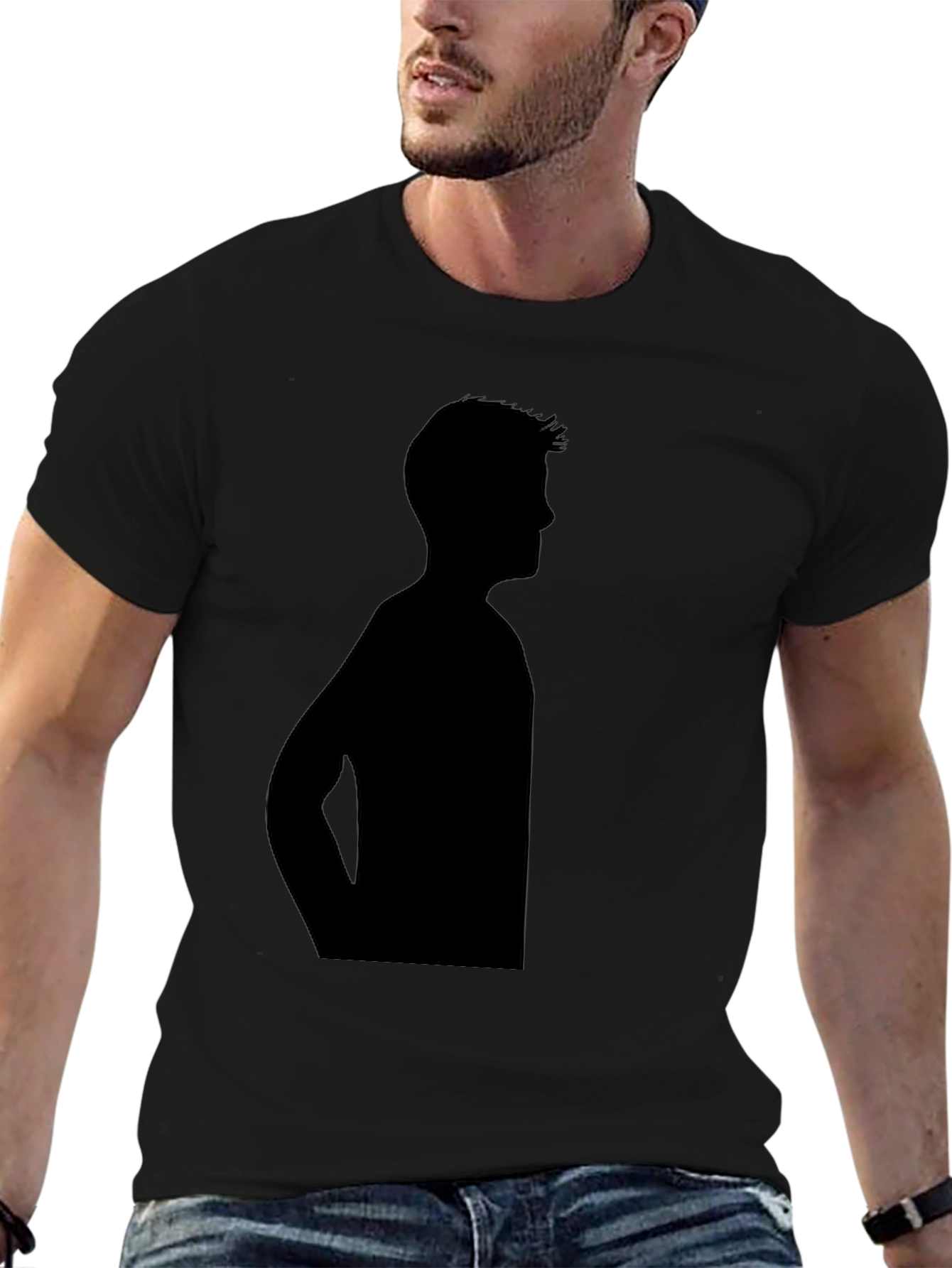 Mens Black Silhouette Graphic Tee