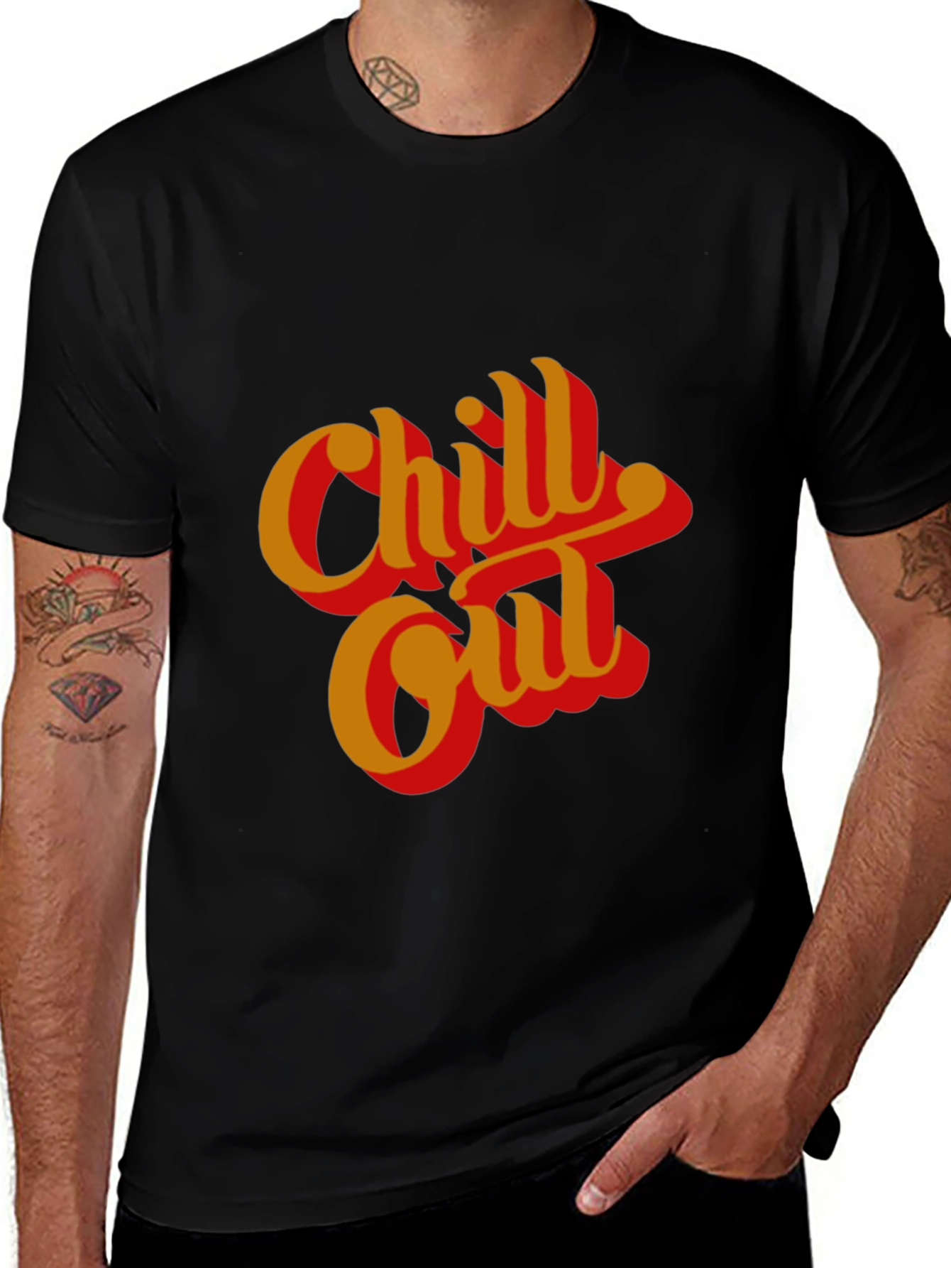 Chill Out Graphic Tee - Retro Style Black T-Shirt