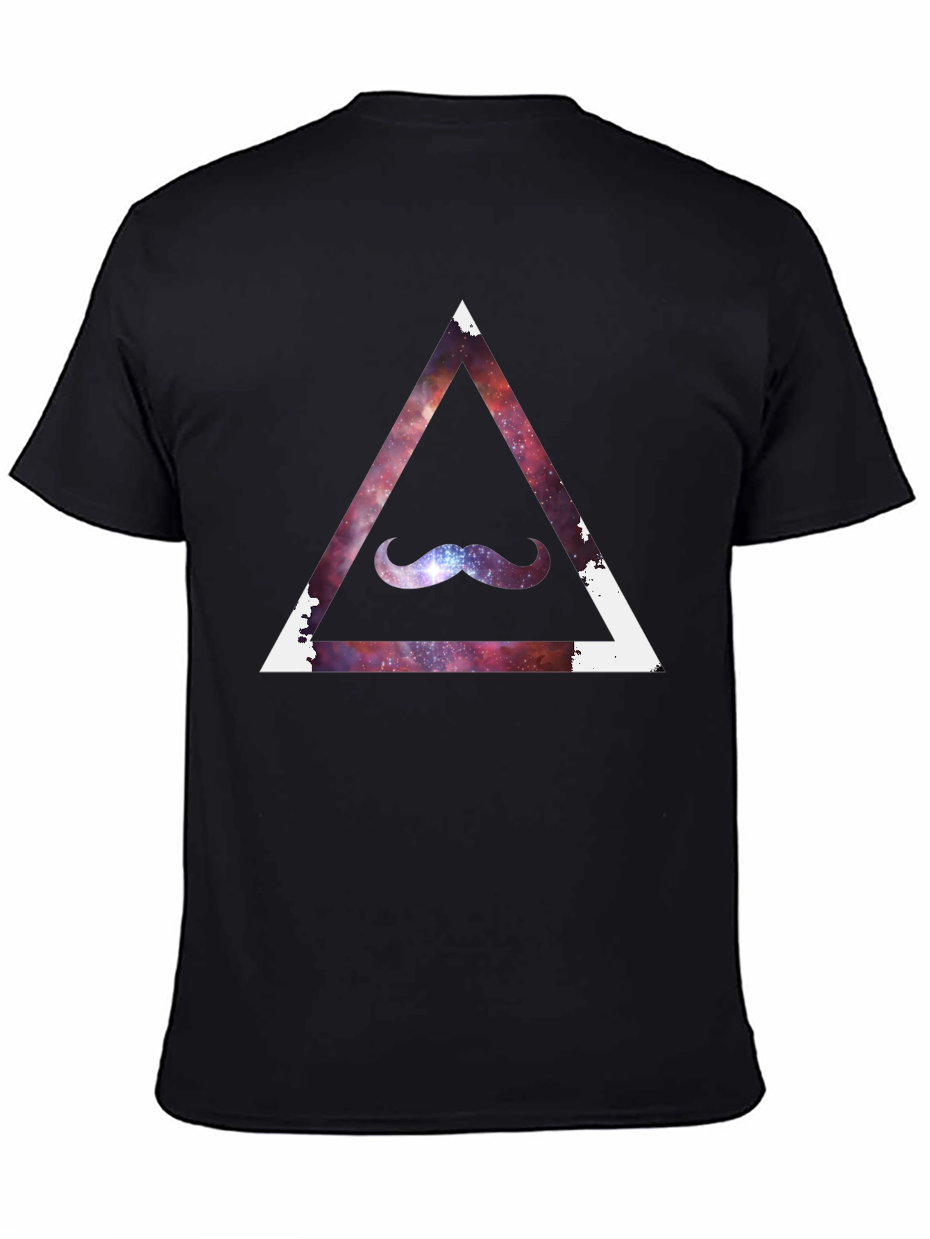 Cosmic Mustache Triangle Tee - Stylish Galaxy Graphic T-Shirt