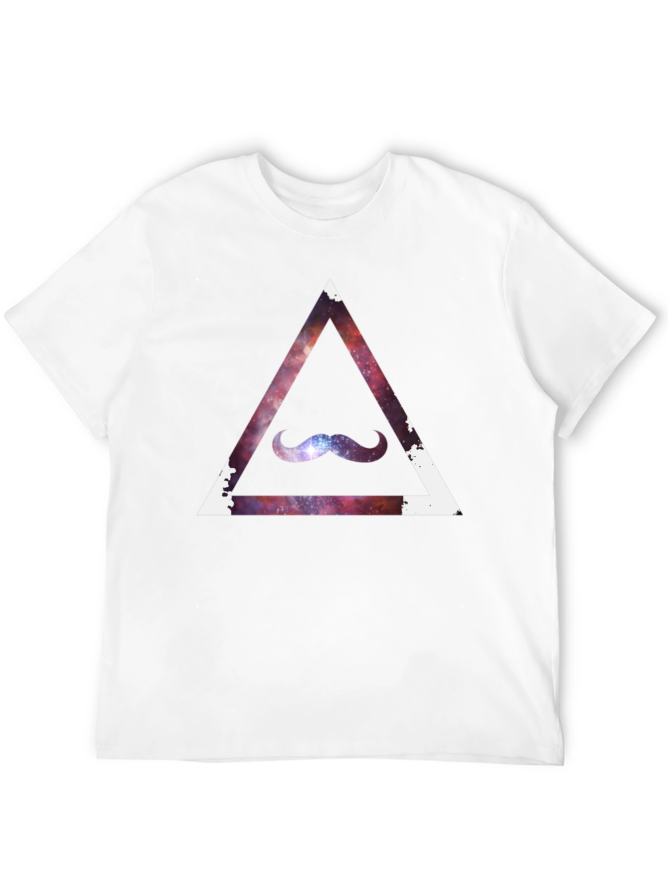 Cosmic Mustache Triangle Tee - Stylish Galaxy Graphic T-Shirt