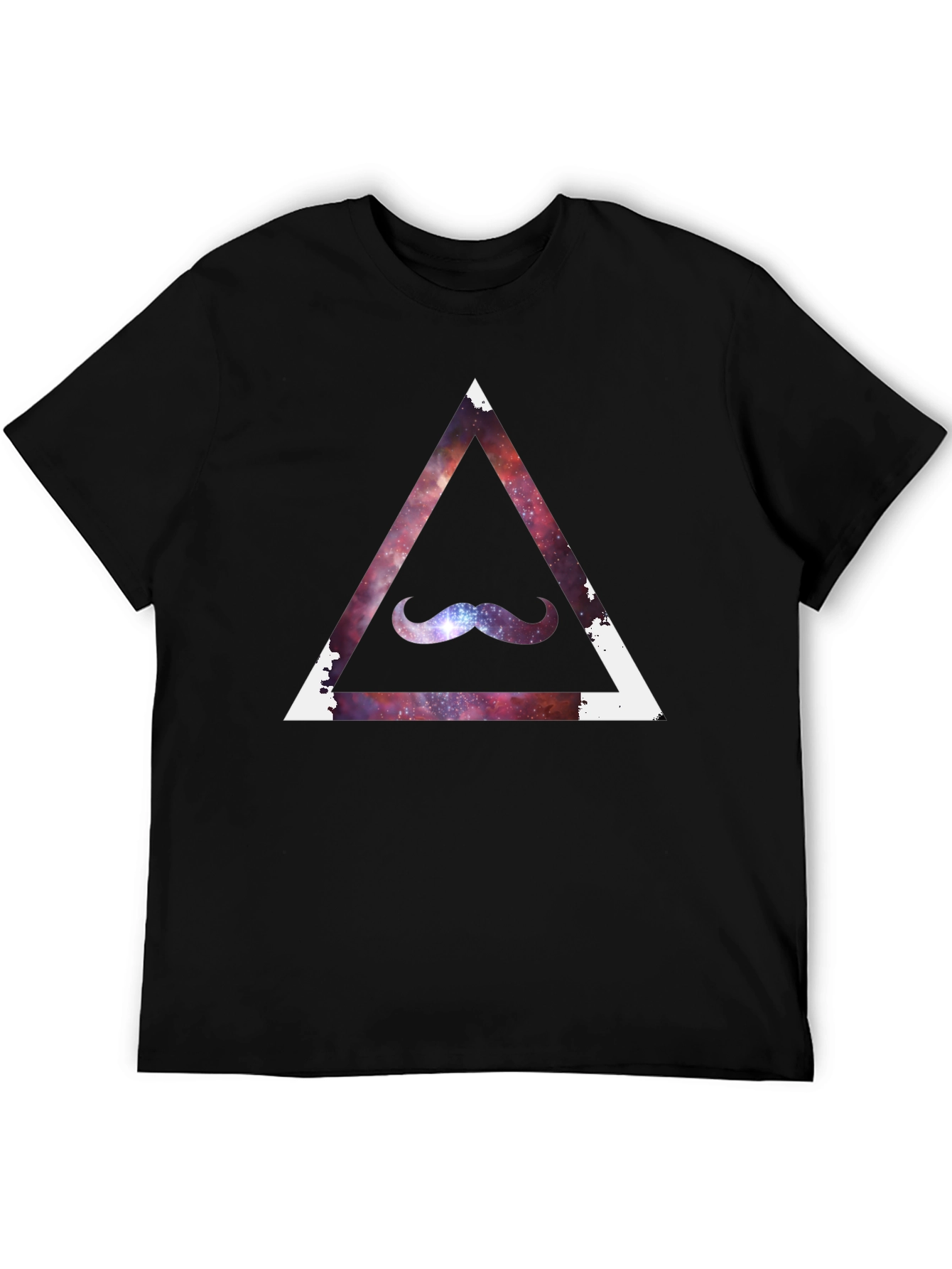 Cosmic Mustache Triangle Tee - Stylish Galaxy Graphic T-Shirt
