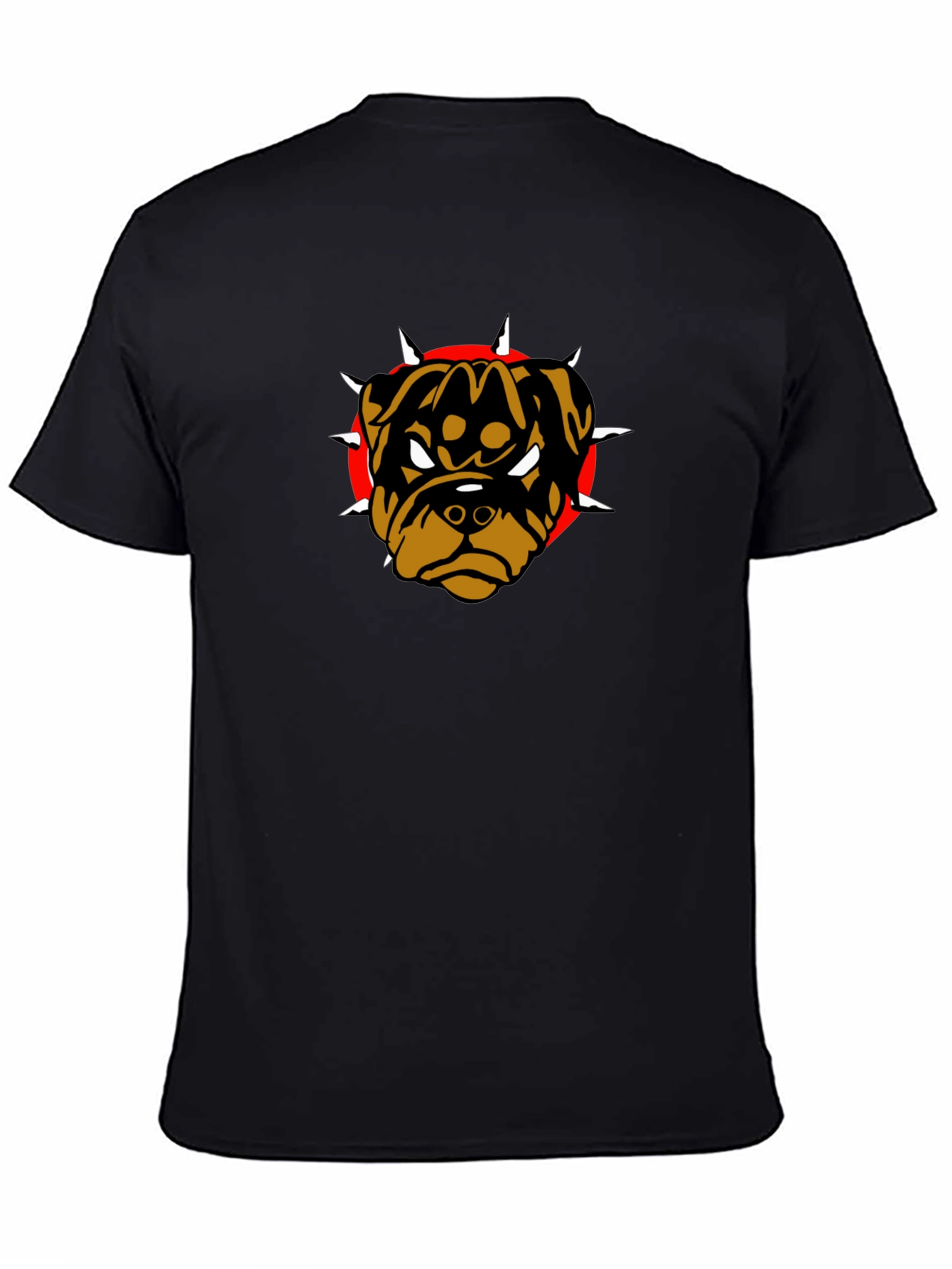 Black Graphic Tee with Rottweiler Dog Design