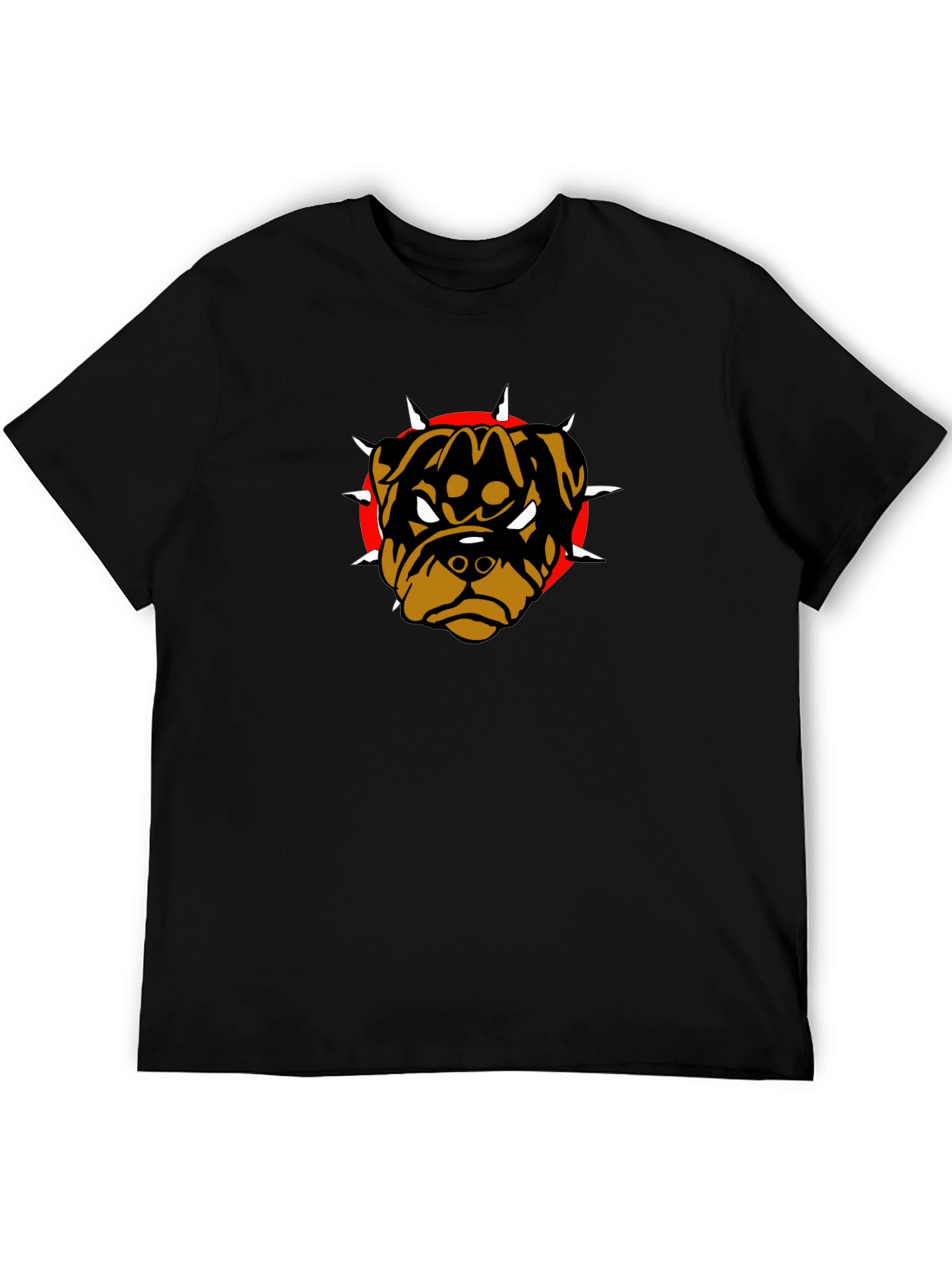 Black Graphic Tee with Rottweiler Dog Design