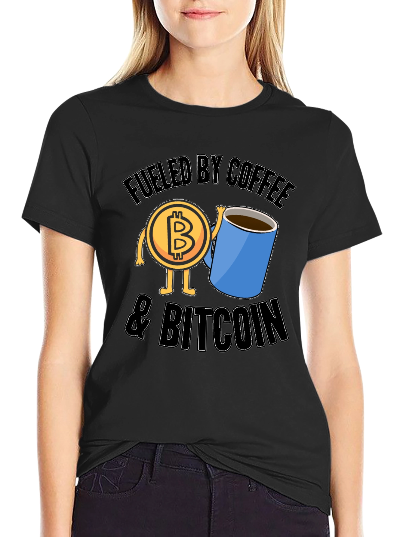 Fueled By Coffee and Bitcoin Black T-Shirt