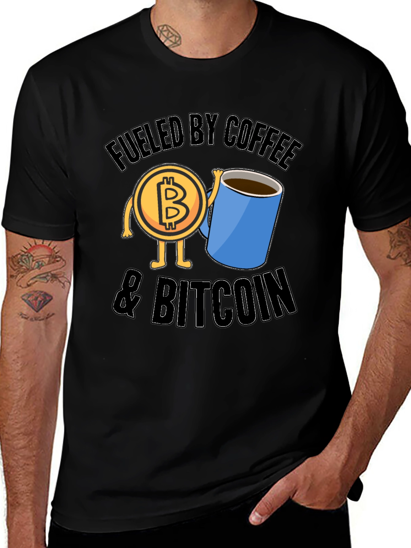 Fueled By Coffee and Bitcoin Black T-Shirt