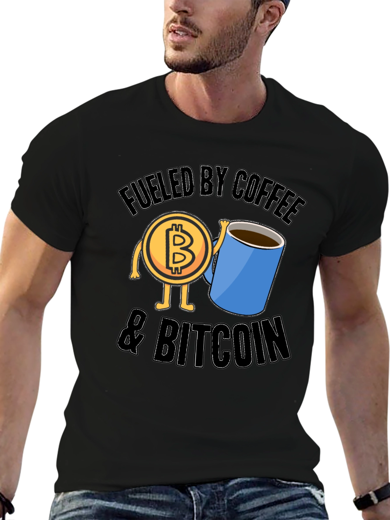 Fueled By Coffee and Bitcoin Black T-Shirt