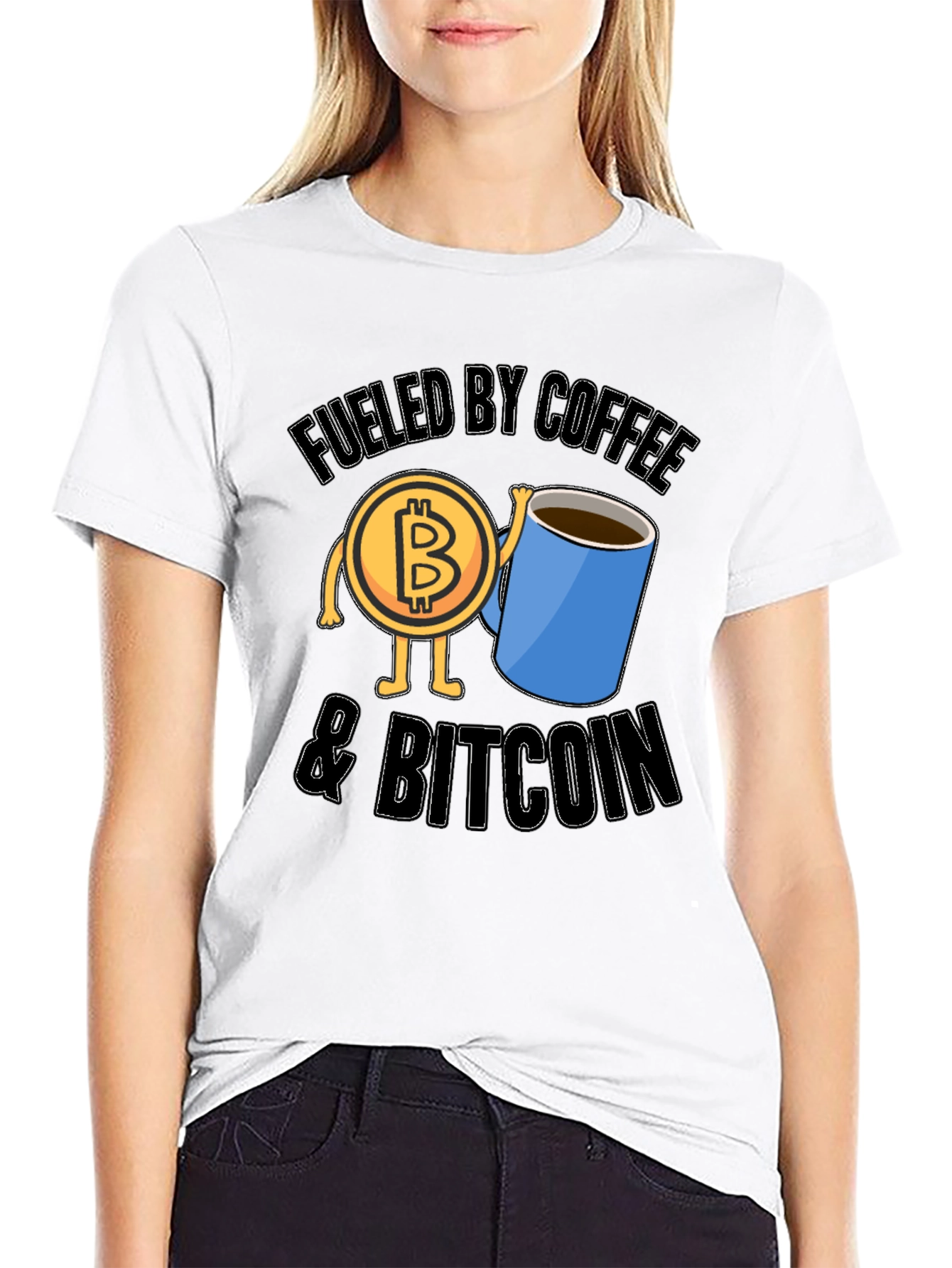 Fueled By Coffee and Bitcoin Black T-Shirt