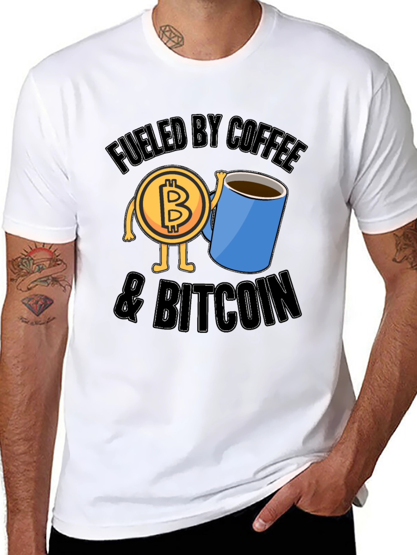 Fueled By Coffee and Bitcoin Black T-Shirt