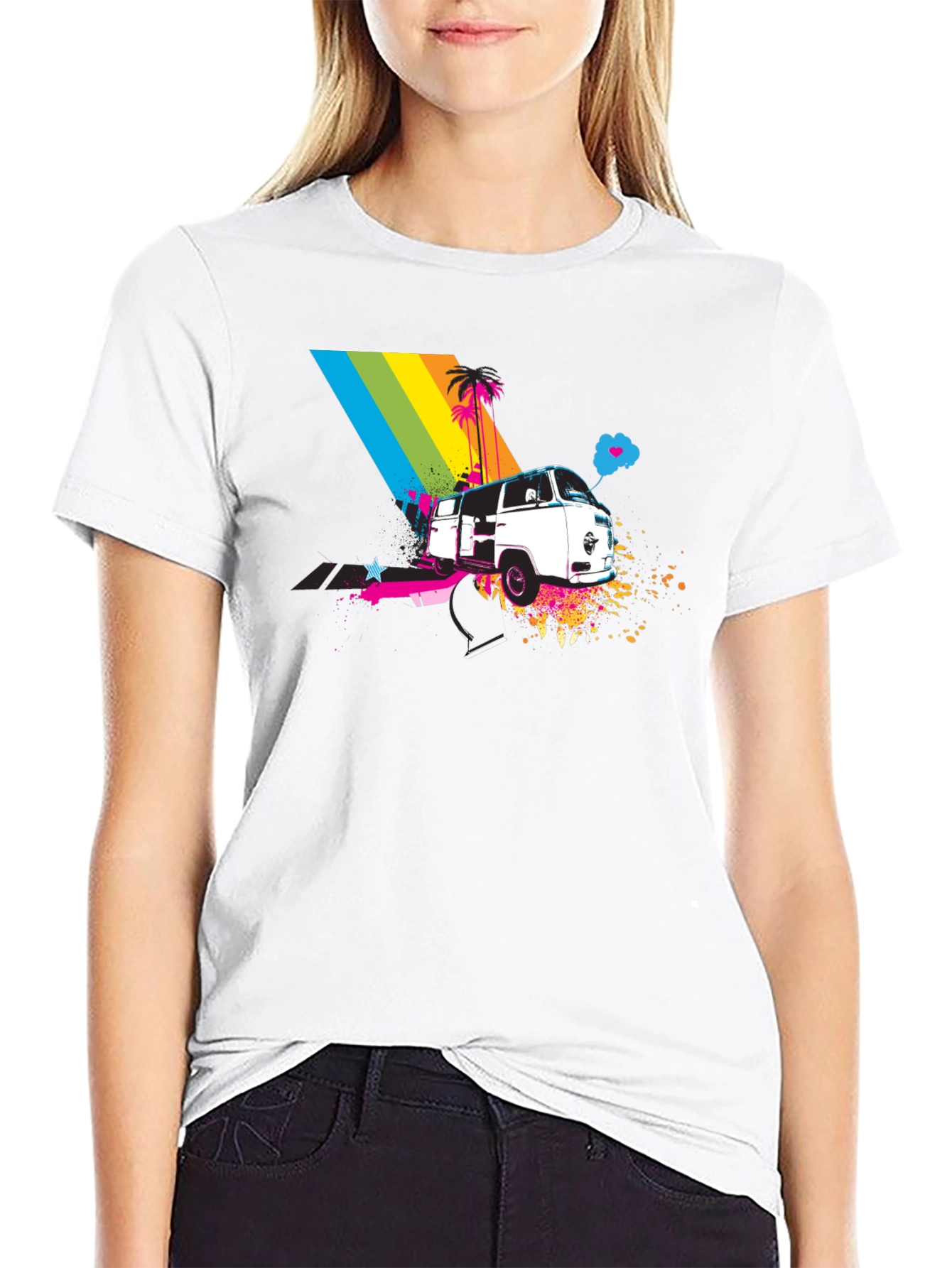 Retro Van T-Shirt - Rainbow Beach Design
