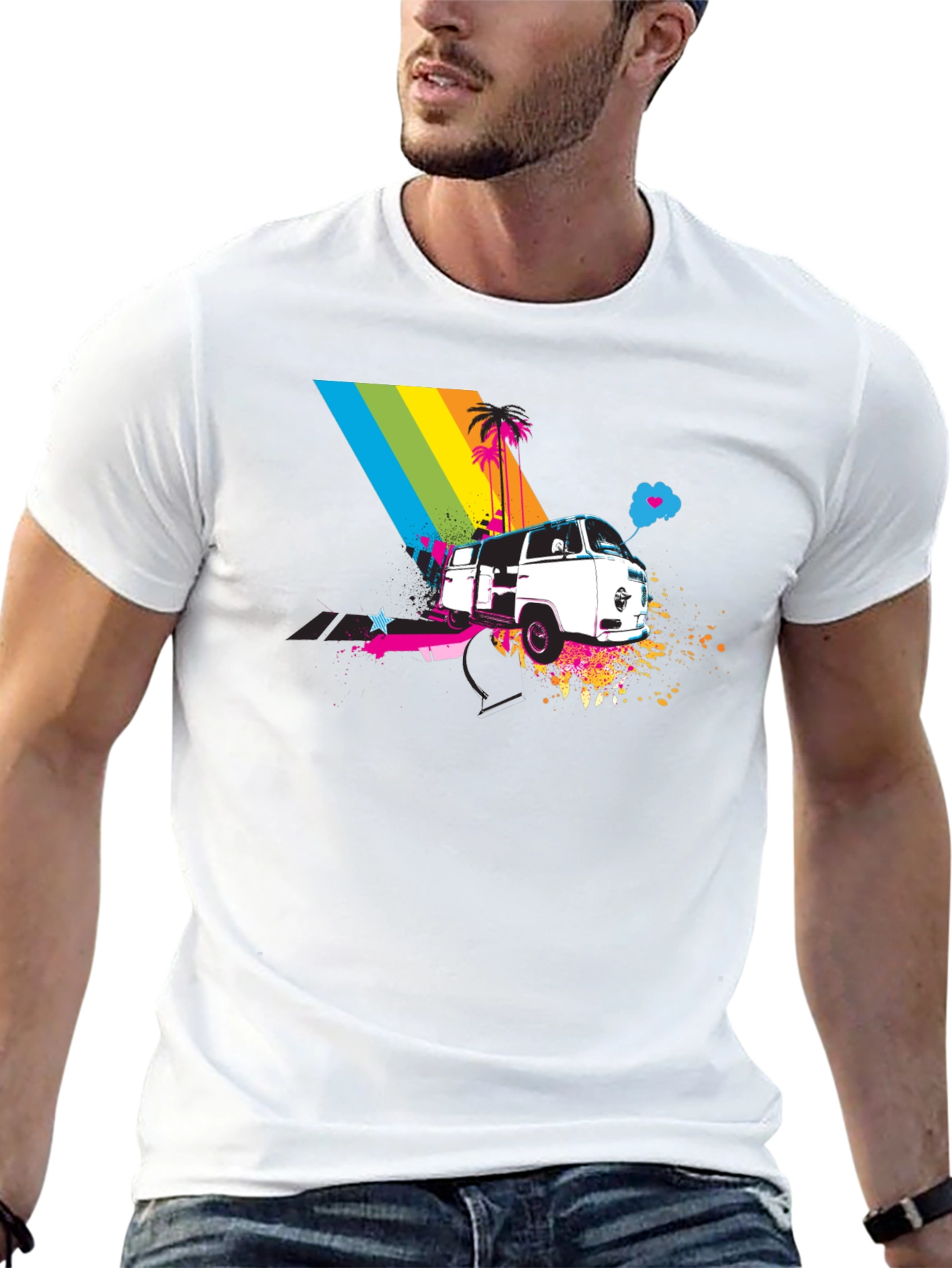 Retro Van T-Shirt - Rainbow Beach Design