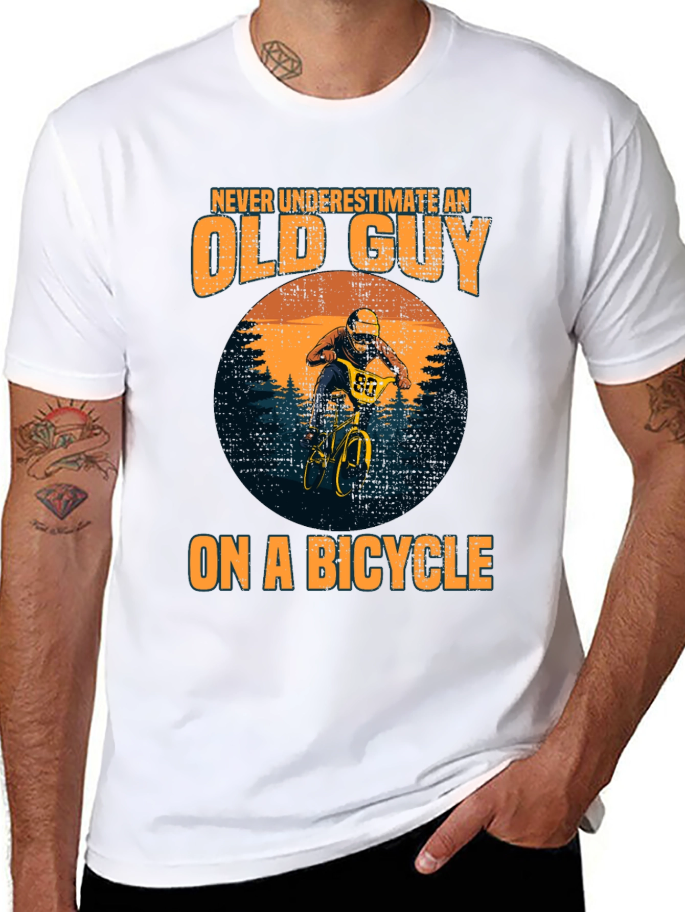 Old Guy on a Bicycle Graphic Tee